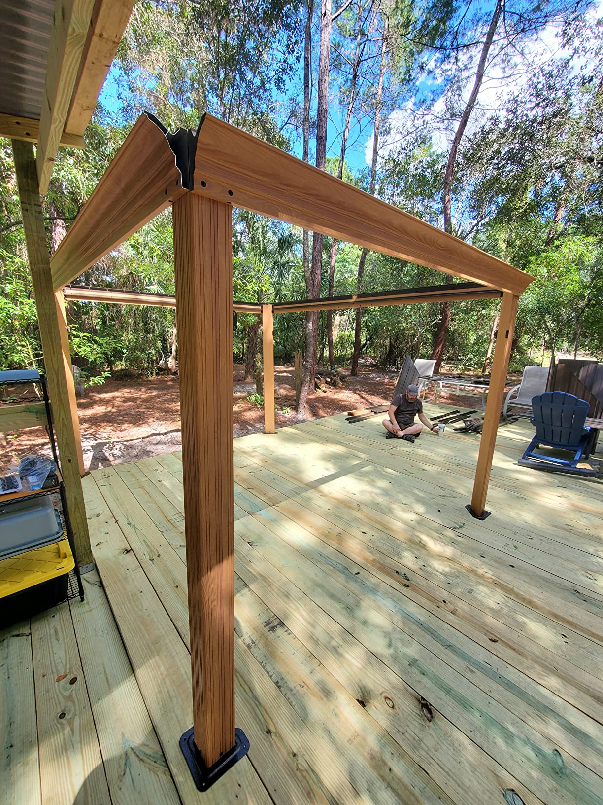 Kozyard Apollo 10'x12' Hardtop Gazebo, Wooden Coated Aluminum Frame Canopy with Galvanized Steel Double Roof, Outdoor Permanent Metal Pavilion with Netting for Patio Balcony Lawn customer photo 1