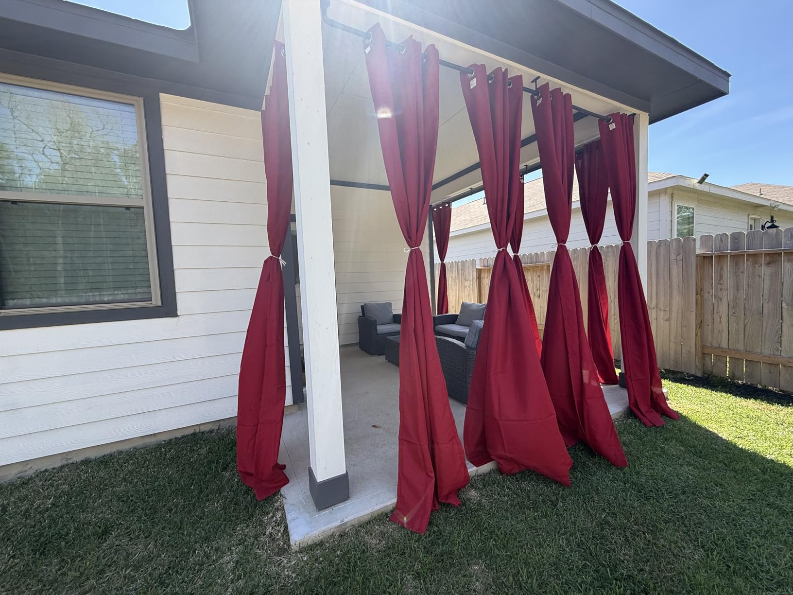 Town & Country Basics Cabana Solid Heavyweight Indoor Outdoor Curtains, Light Filtering Opacity with Grommet Top, Water Repellent, 2-Pack Set, 54