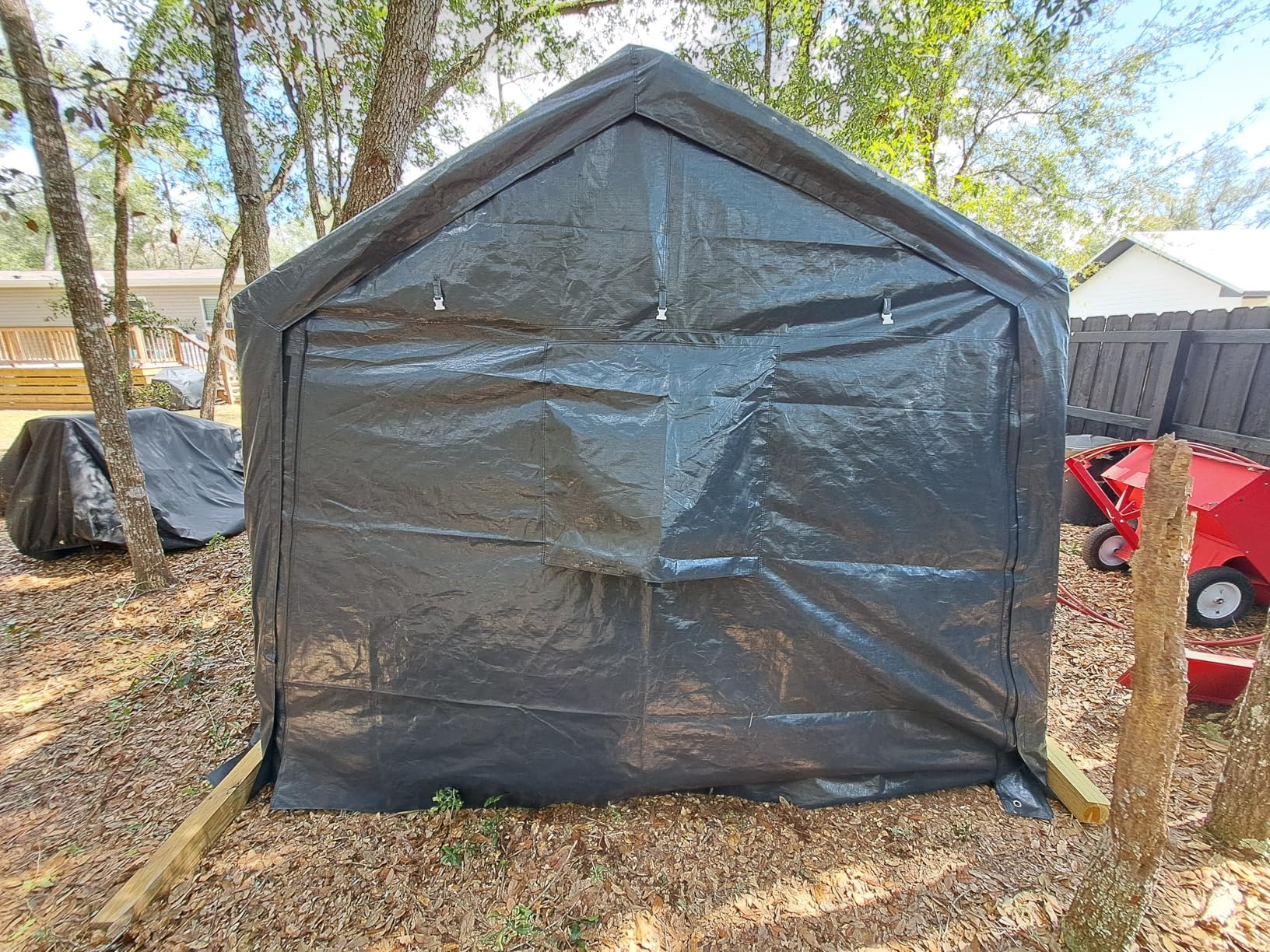 ADVANCE OUTDOOR 6x8 ft Outdoor Portable Storage Shelter Shed with 2 Roll up Zipper Doors & Vents Carport for Motorcycle Waterproof and UV Resistant Portable Garage Kit Tent, Gray customer photo 1