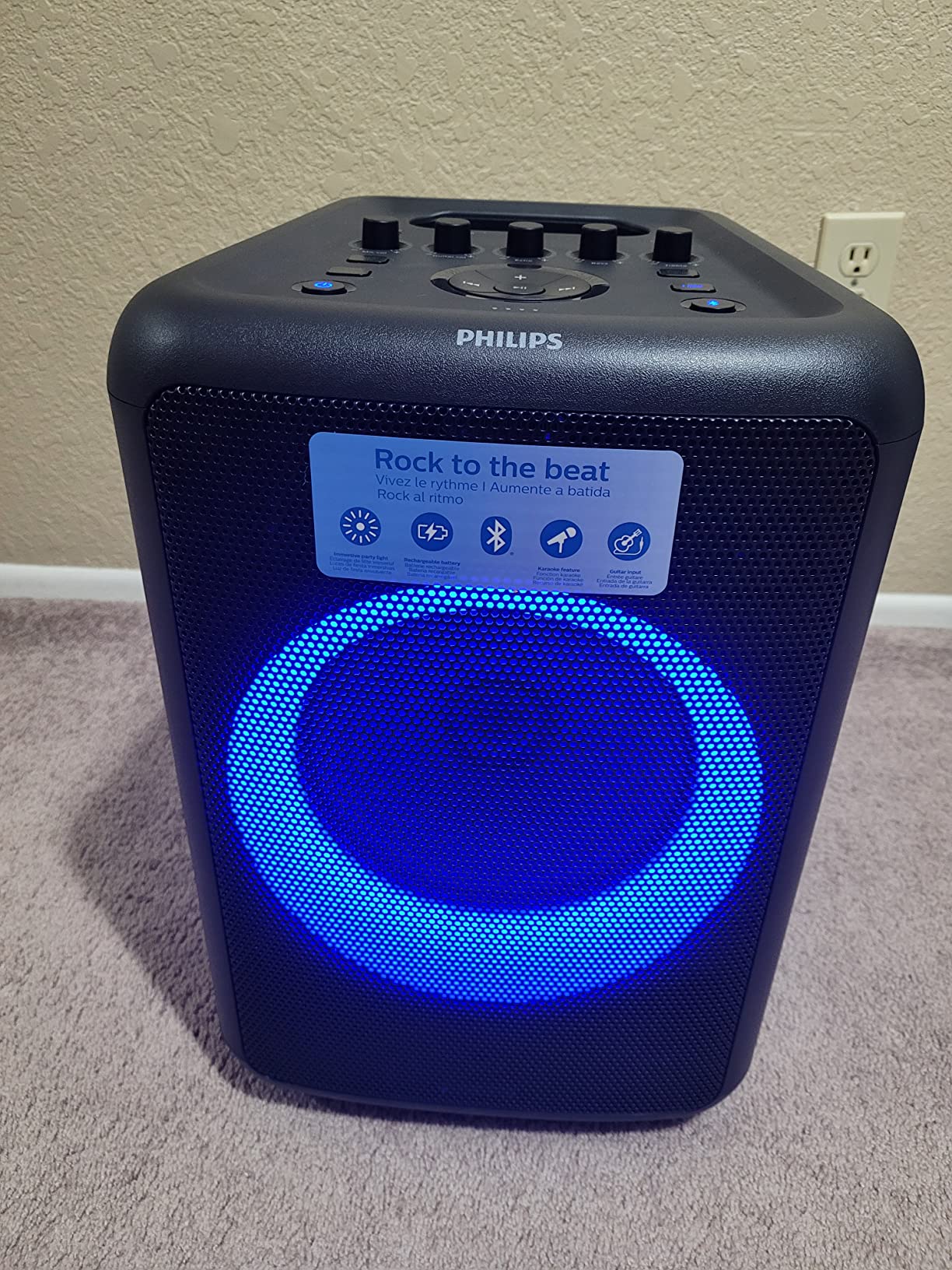 Philips X5206 Bluetooth Party Speaker - 14 Hours Play Time, Deep Bass, Party Lights, Karaoke Effects, Mic & Guitar Input, 80W Max Power, Black customer photo 1