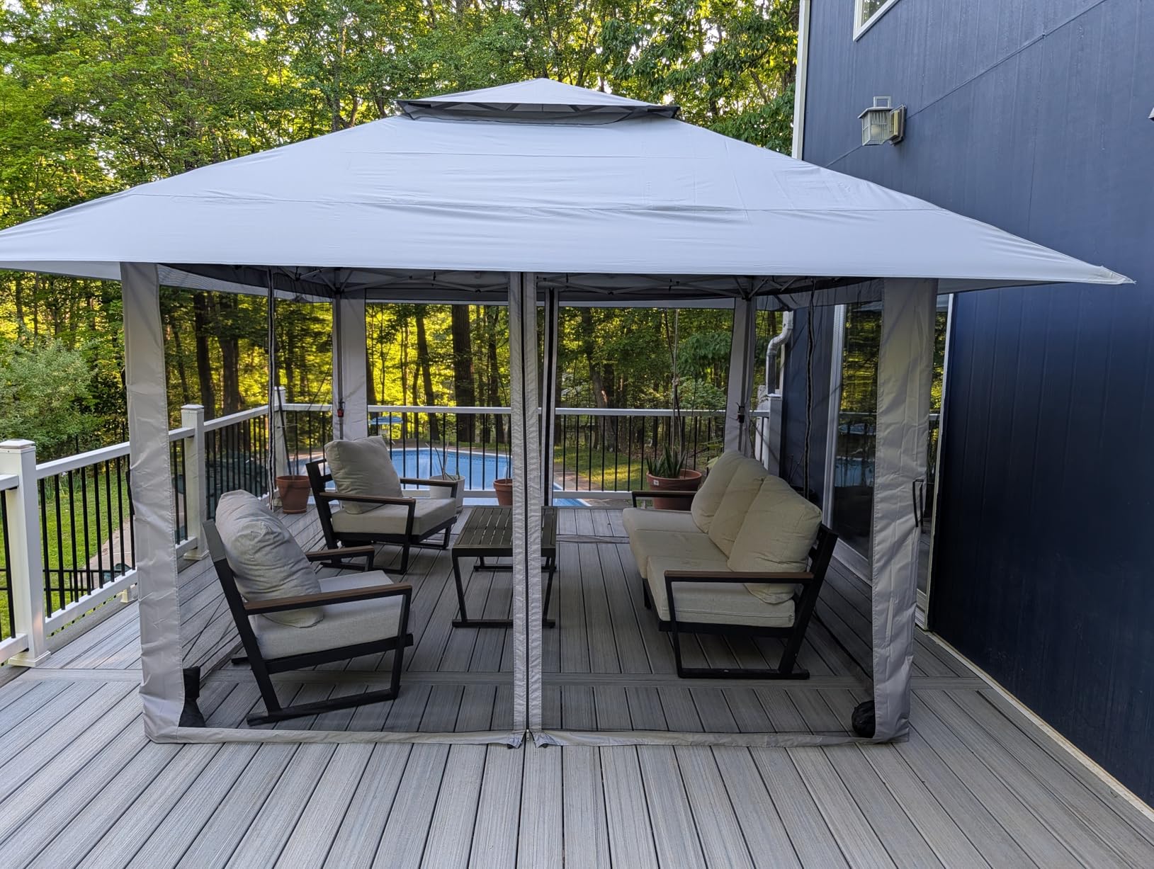 CROWN SHADES Gazebo 10x10 Pop Up Canopy with Mosquito Netting, Screen Tent with 4 Ropes, 8 Stakes, 4 Sandbags and Wheeled Storage Bag, Canopy for Patio & Backyard Parties, Camping & Events (Beige) customer photo 1