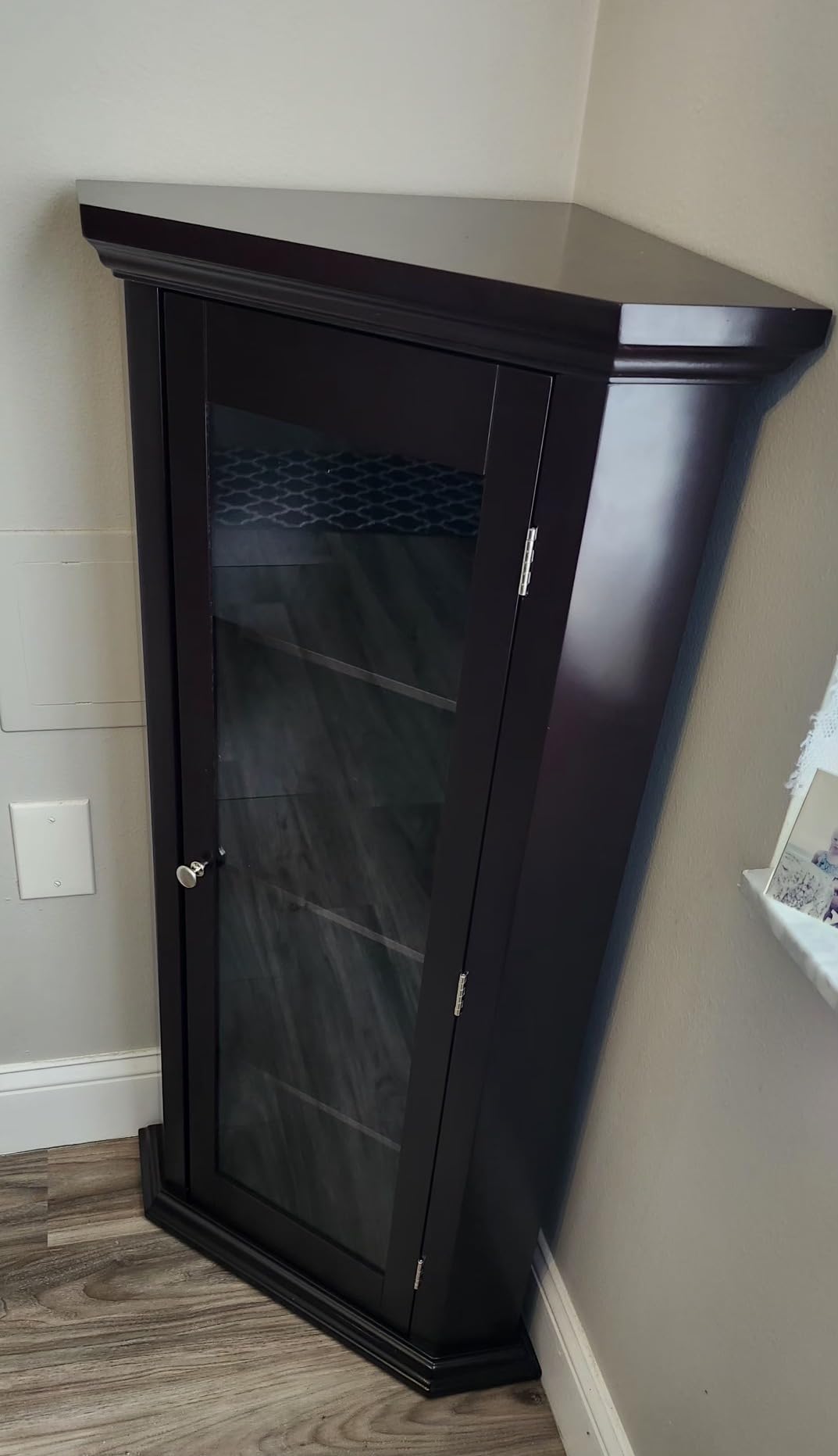 Kings Brand Furniture - Corner Curio Storage Cabinet with Glass Door, White Finish customer photo 2