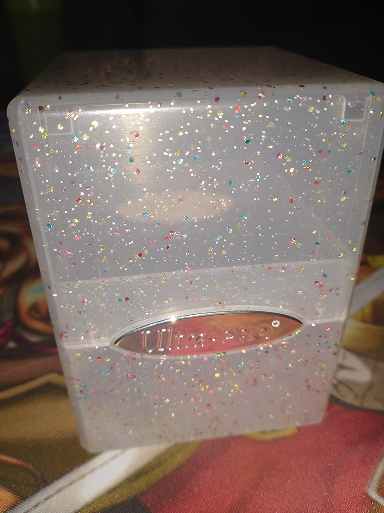 Ultra PRO Satin Tower 100+ Deck Box Glitter Black - Snap-fit Locking Mechanism - Securely Store Pokemon Cards, Magic the Gathering, Baseball Cards - Durable Case for Trading Cards, MTG, One Piece Fans customer photo 1