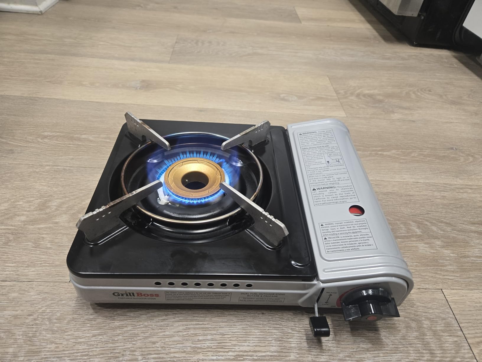 Grill Boss Dual Fuel Camp Stove - 12,000 BTU Butane & Propane Portable Stoves for Camping, Emergencies, BBQ, Hiking & Backpacking - Double Wind Guard, Instant Piezo Ignition System - 90057 customer photo 1