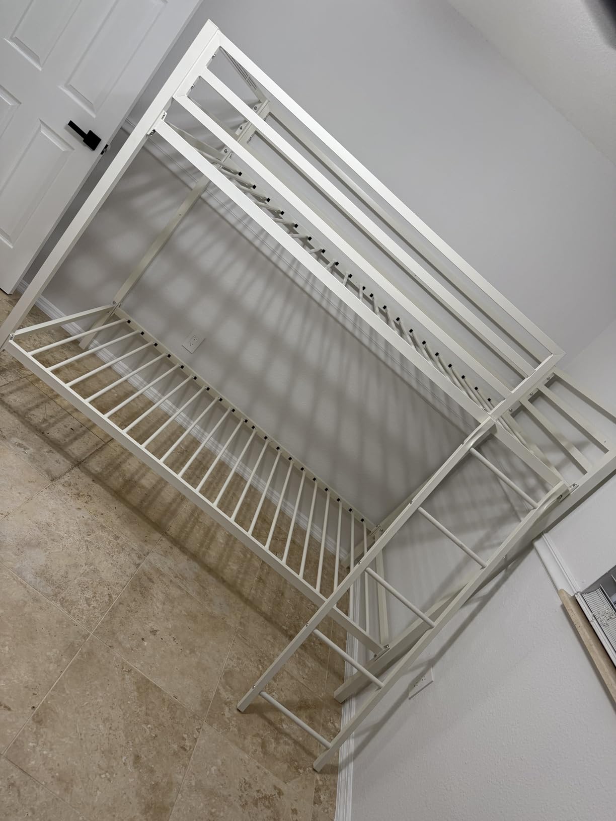 SHA CERLIN Loft Bunk Bed Twin Over Twin Size with Ladder and Guardrail,Heavy Duty Metal Slats Support No Box Spring Needed Small Space Saving Furniture for Bedroom Dorm,White customer photo 1