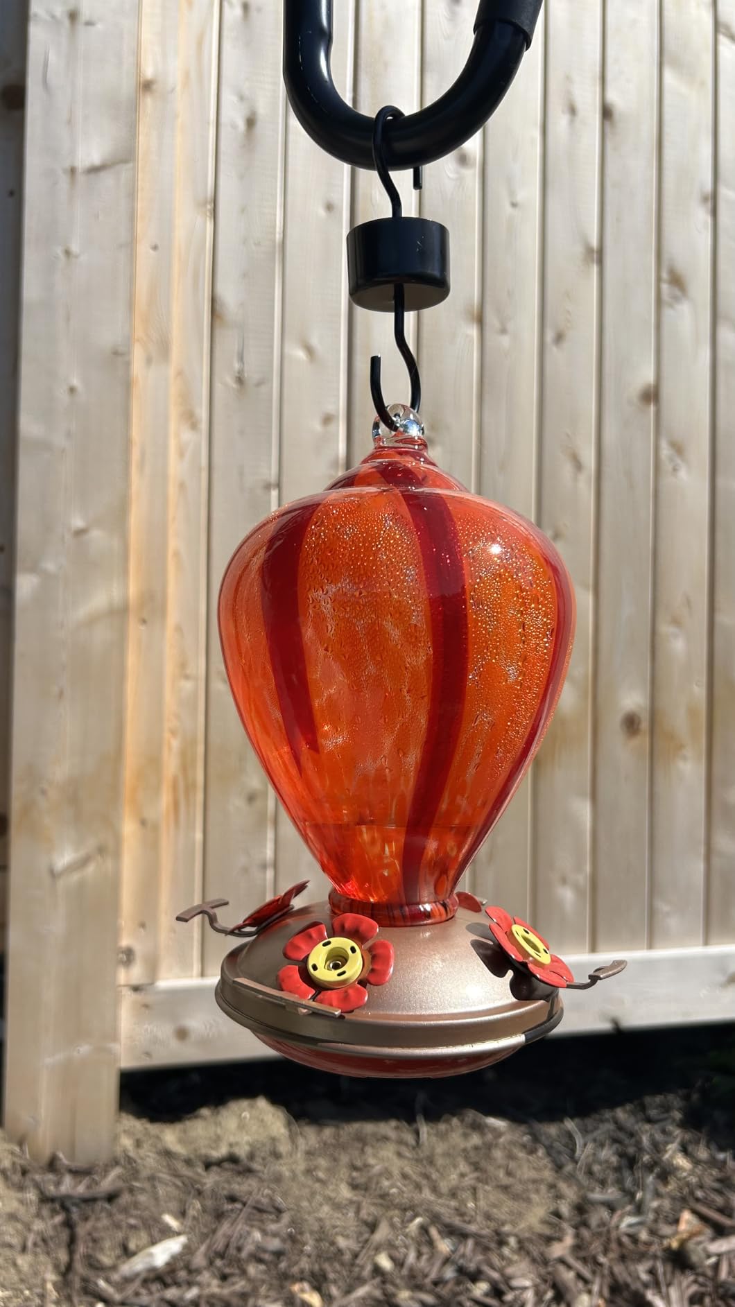 Gifts for Mom 34OZ Hand Blown Glass Hummingbird Feeders for Outdoors Hanging, with Ant Moat Humming Bird Feeders, Porch Backyard Decor Gifts for Women (Floral Balloon) customer photo 2