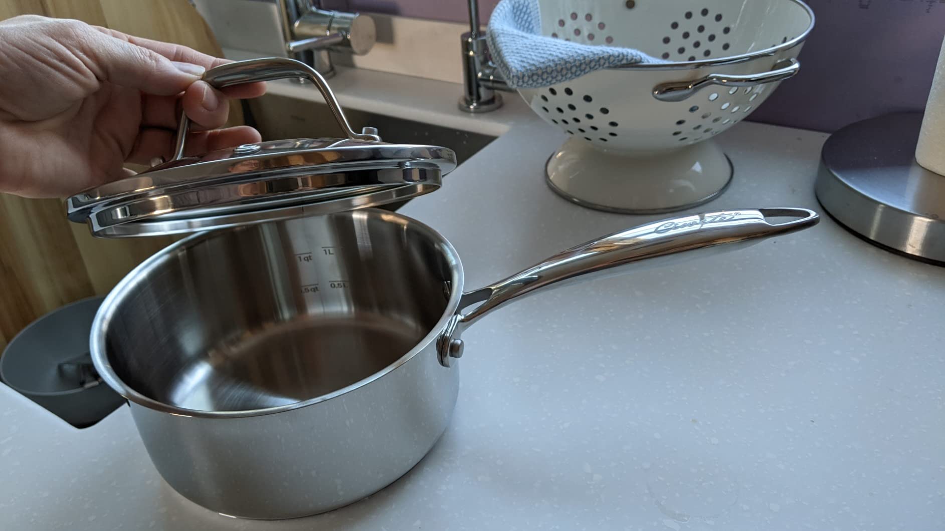 Ciwete Whole Tri-ply 18/10 Stainless Steel Cookware Set, 10 Pcs Elegant Copper Pots and Pans Set, Induction Cookware, Frying Pans, Saucepans & Stock Pot with Lid, Ideal Gift for Wedding, Housewarming customer photo 2
