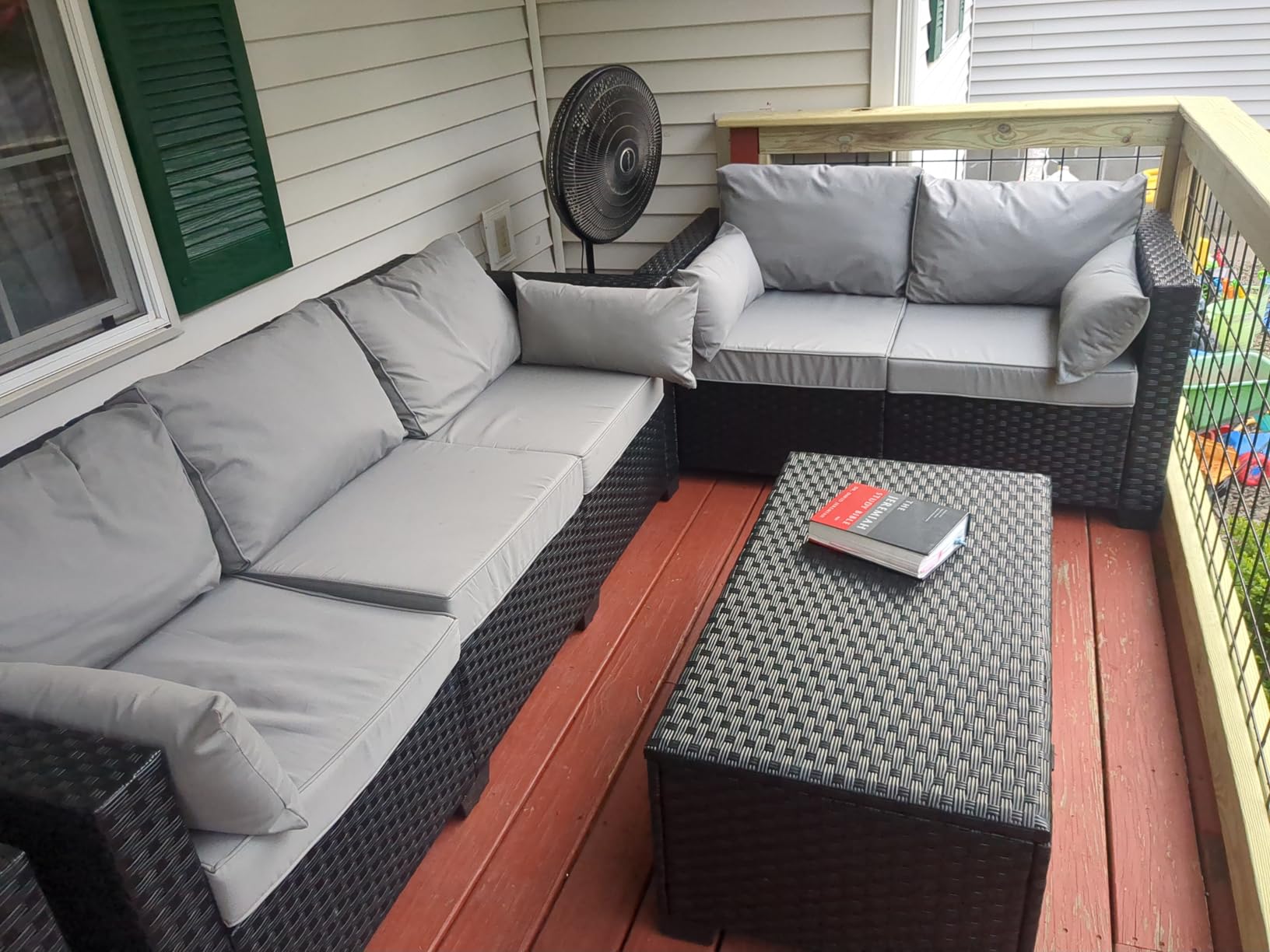 Rattaner 5-Piece Patio Furniture Sofa Set Outdoor Wicker Sectional Couch with Storage Table Non-Slip Cushions Furniture Covers customer photo 2