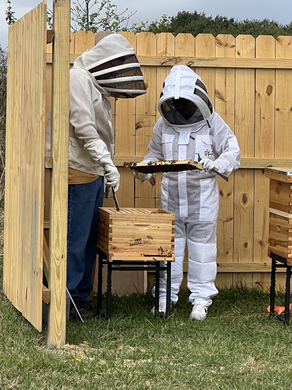 3-Layer Ultra Ventilated Bee Suit for Men & Women - Premium Beekeeping Suit with Bee Gloves & Two Detachable Beekeeping Veils (White 2XL) customer photo 1
