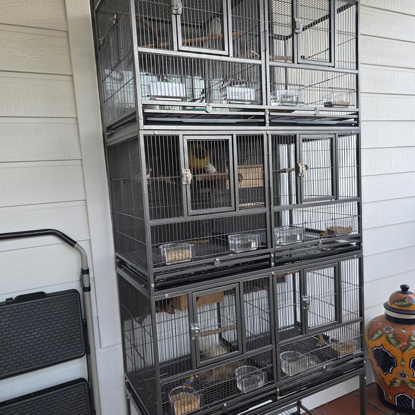 Double Stackable Center Divided Side Nesting Box Doors Breeder Breeding Bird Flight Double Rolling Cage for Aviaries Canaries Cockatiels Lovebirds Finches Budgies Small Parrots customer photo 2