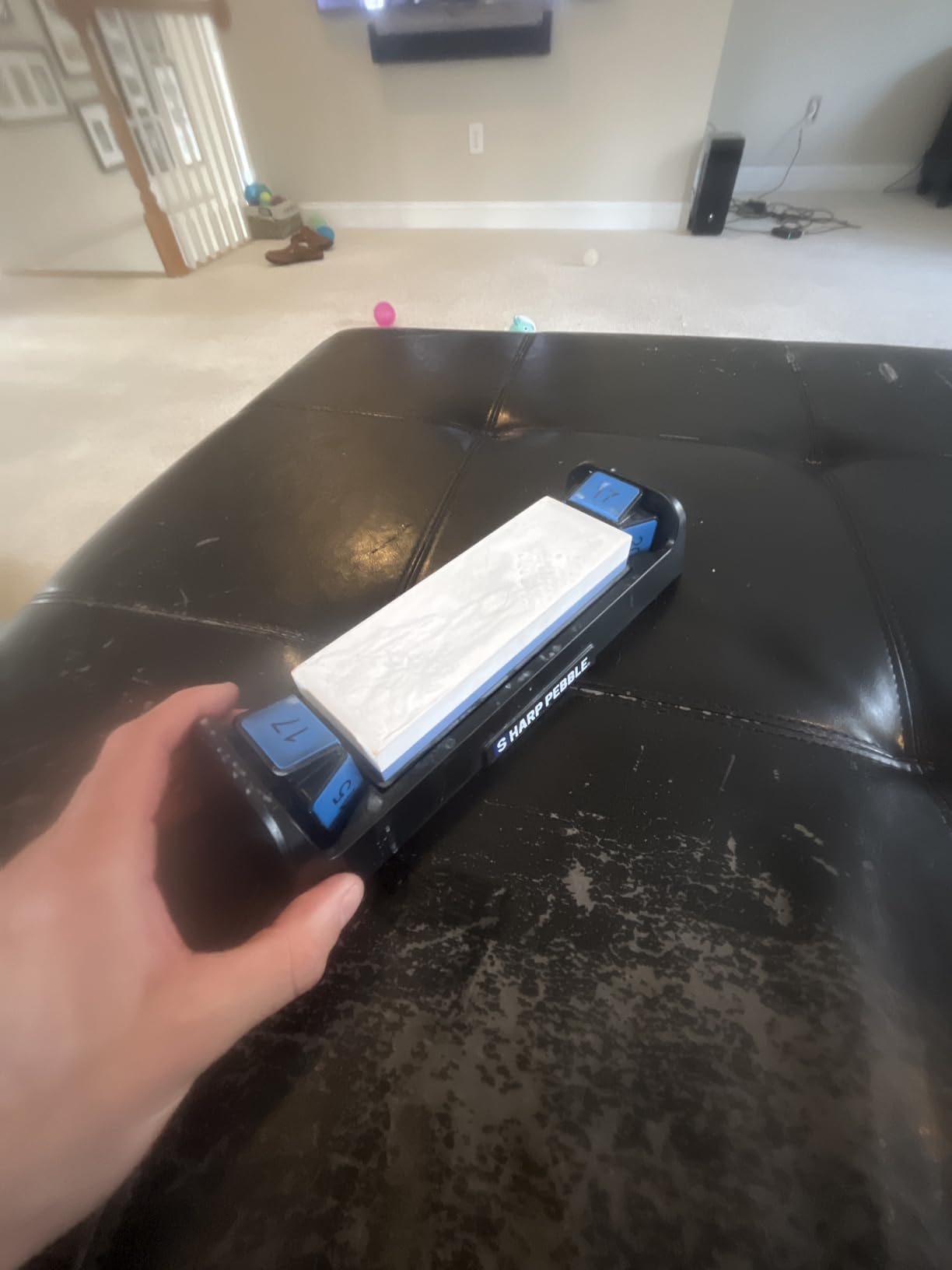 Sharp Pebble Complete Whetstone Knife Sharpening System - 1000/6000 Grit Wet Stone Sharpener Kit with Built-In Angle Guides (15°/17°/20°/22°) - Beginner-Friendly customer photo 1