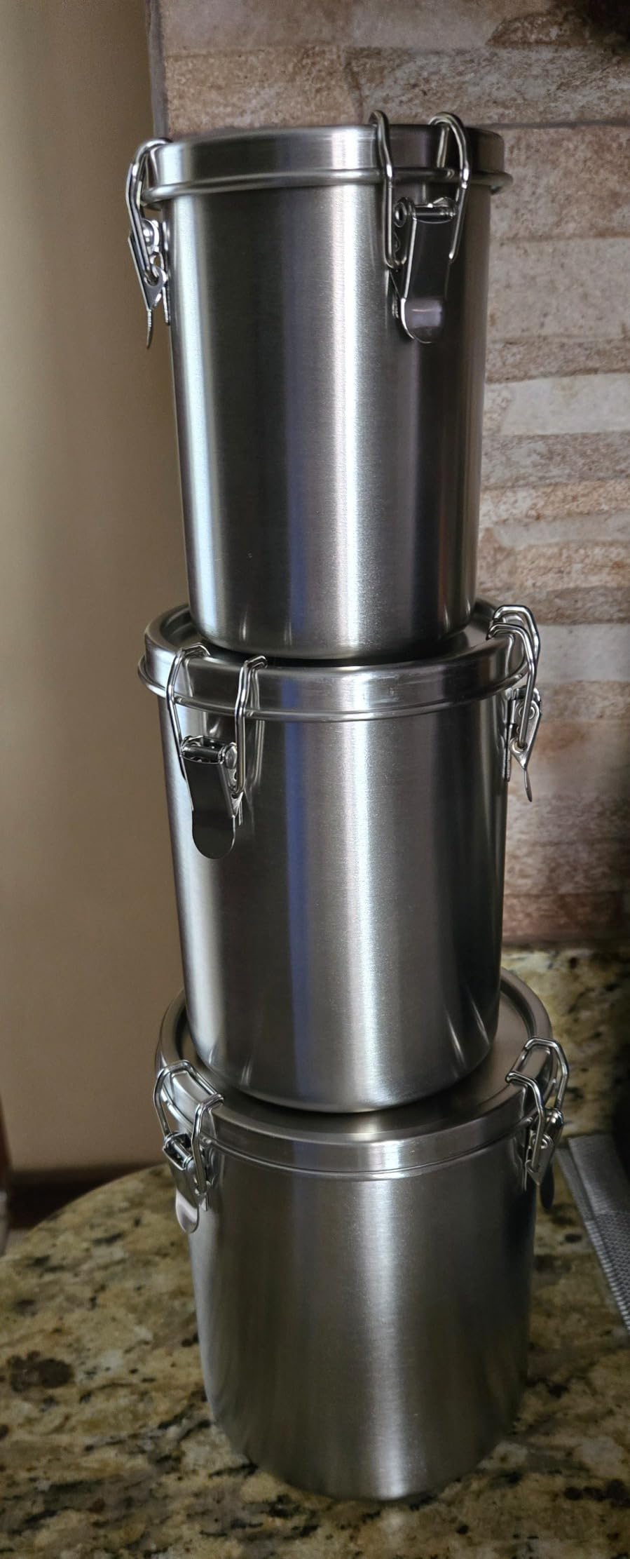 Tanjiae Stainless Steel Coffee Canister | 100% Airtight Metal Food Storage Container with Lid Sealed - Keep Coffee Beans, Sugar, Tea Fresh for Months (56 fl oz) customer photo 2