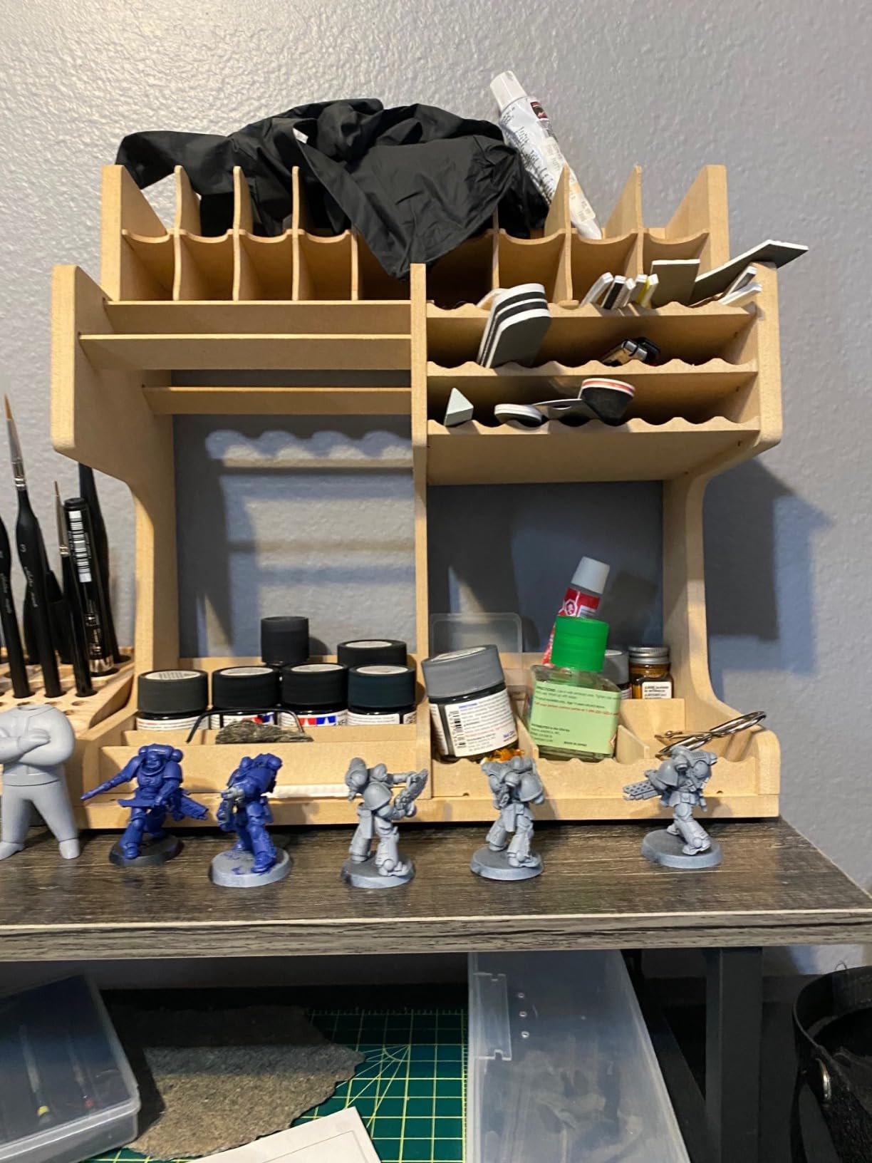 Wooden Model Kit Organizer Rack with MDF Material, Paint Rack, Screwdriver/Brush Holder, For Tamiya Paints and Tools, GK1 customer photo 2