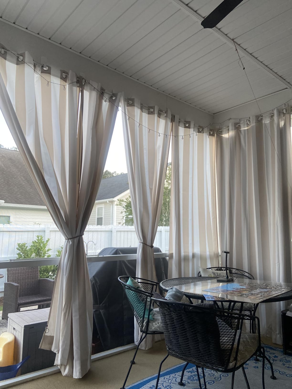 Sun Zero Valencia 2-Pack Cabana Stripe Indoor/Outdoor UV Protectant Energy Efficient Grommet Curtain Panel Pair customer photo 2