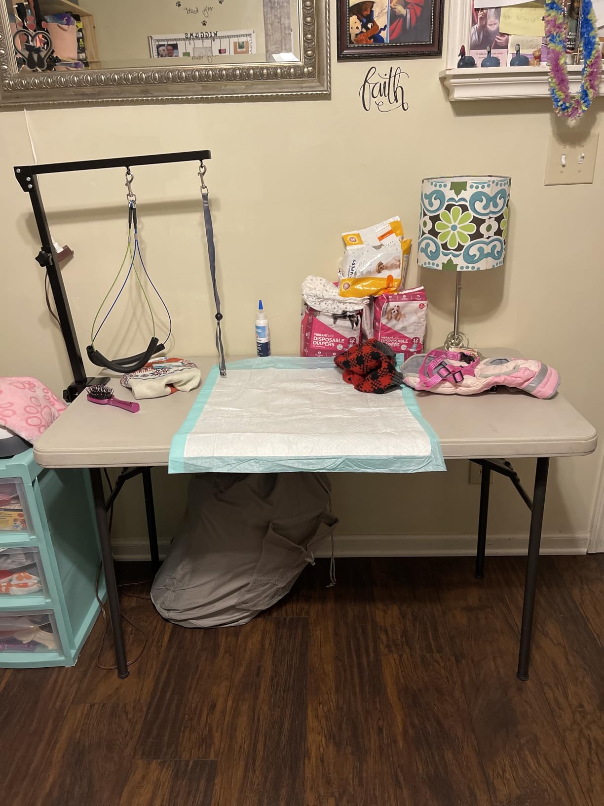 BestPet 32in 36in Dog Grooming Table Foldable Home Pet Bathing Station with Adjustable Height Portable Drying Table with Arm Noose for Medium Small Dogs (36 Inch) customer photo 1