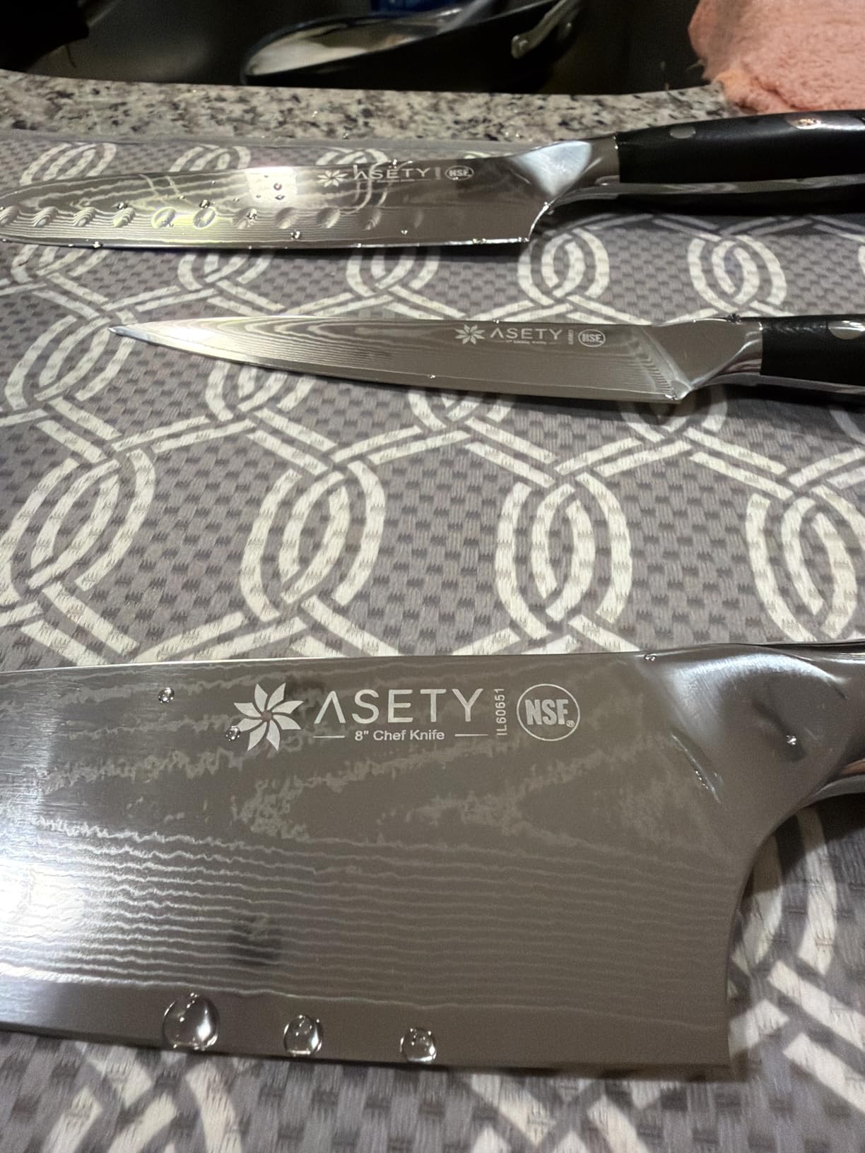 Damascus Knife Set 3 PCS: Japanese Kitchen Knives with VG10 Steel Core, Ultra-Sharp Professional Chef Knife Set, Full Tang G10 Handle, NSF Food-Safe, Elegant Box for Men Him Husband, Mothers Day customer photo 1