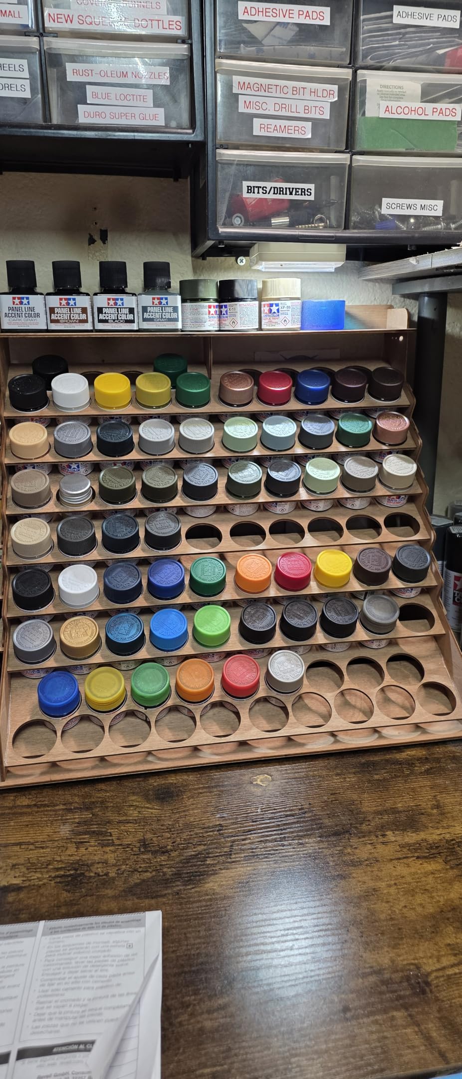 Plydolex Citadel Paint Organizer for 87 Bottles and 14 Brushes - Works for 10 ml Tamiya & 24 ml Citadel - Plywood Paint Rack with 6 Miniature Painting Stands for Warhammer 40K, DnD & Other Minis customer photo 1
