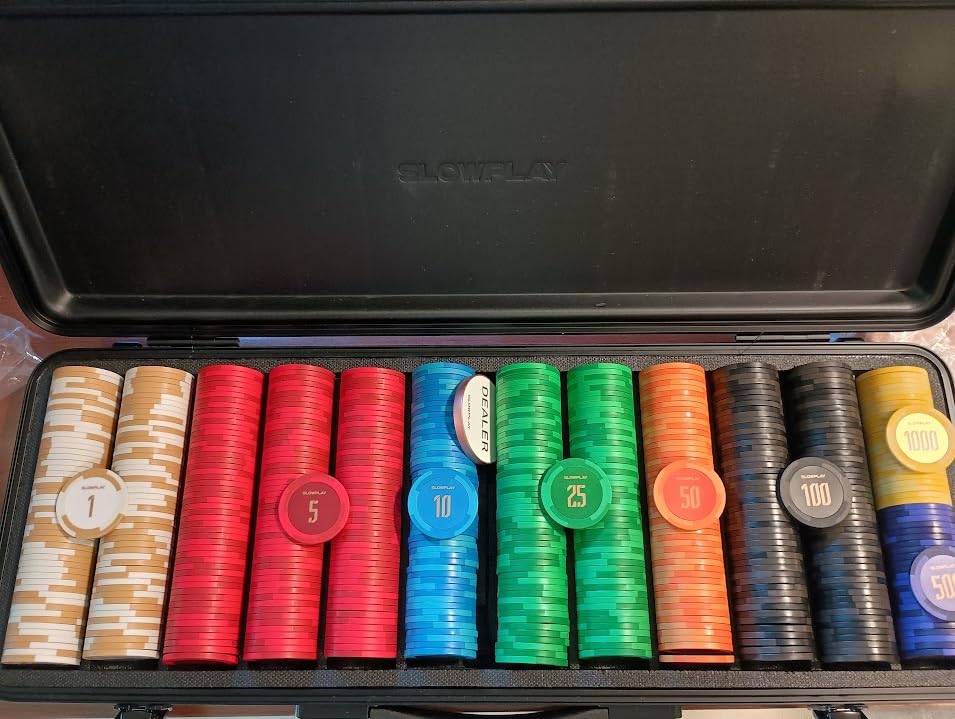 SLOWPLAY Godel 14g Clay Poker Chips Set for Texas Hold'em, 500 PCS [with Numbered Values] Features a High-end Chip case with Extra Durable German Polycarbonate Shell, Ideal Gifts for Poker Players customer photo 1
