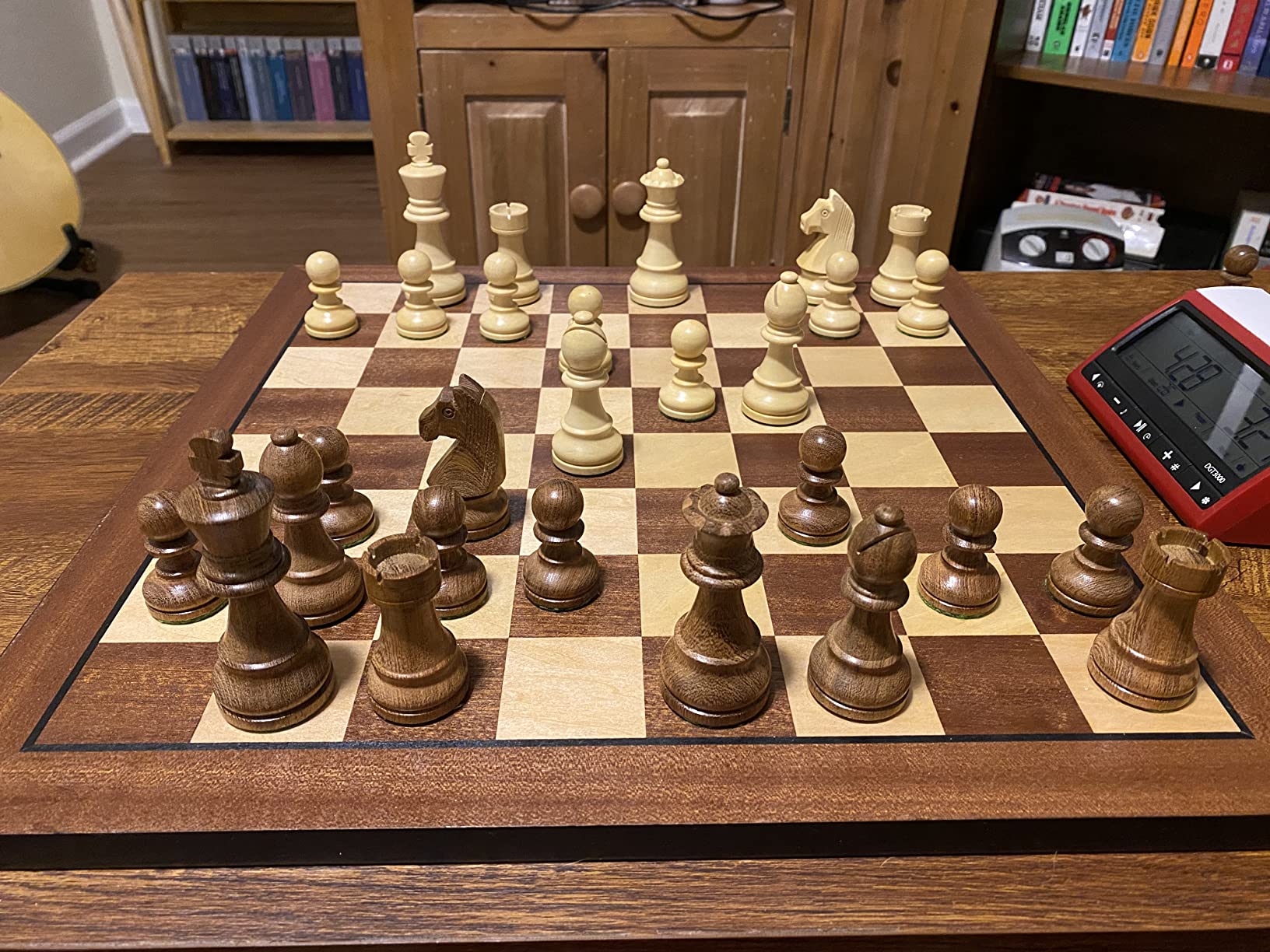 Official Tournament Staunton Style Chess Pieces, German Knight Luxury Wooden Chess Set, Hand Carved Weighted Chess Pieces (Ebonized Boxwood: Boxwood, 3.75 Inches) customer photo 1
