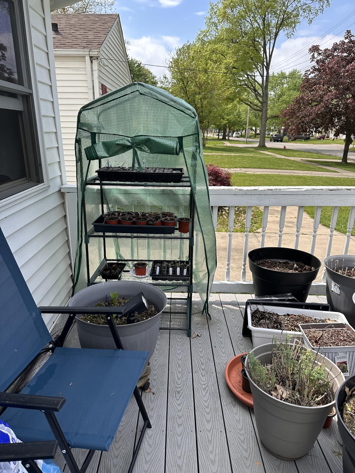 Ohuhu Mini Greenhouse for Outdoors Indoor, 27 x 19 x 62-Inch Small Plant Green House 4-Tier Rack Stand Portable Greenhouses with Durable PE Cover for Seedling customer photo 2