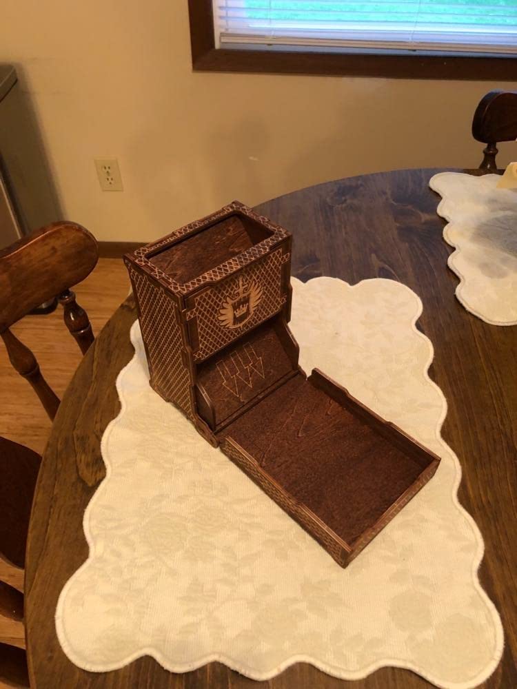 FOXBITE Dice Tower for Dungeons and Dragons - Wooden Laser-Etched DND Dice Roller, Portable & Collapsible with Tray customer photo 1