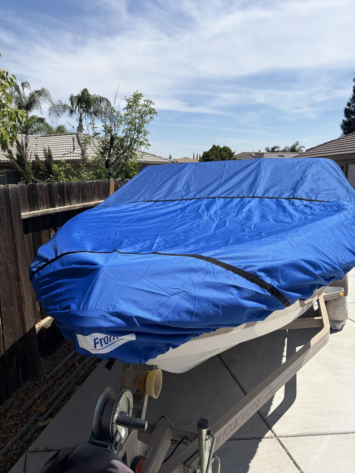 RVMasking Waterproof Boat Cover 16-18.5 ft, 1400D Heavy Duty Middle Reinforced Marine Grade Trailerable Cover, Fits 16'-18.5' V-Hull Tri-Hull Bass Boat customer photo 2