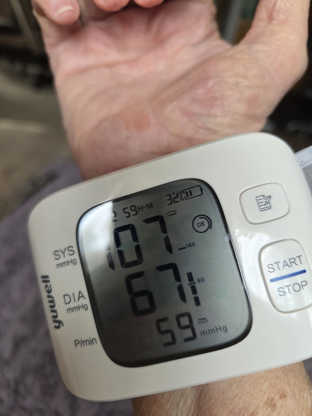 yuwell Wrist Blood Pressure Monitor | Clinical Accuracy, BP Machine for Home Use | Ultra Light Weight, Smart Inflation Blood Pressure Cuff, Large Display, 74 Readings, Rechargeable customer photo 1