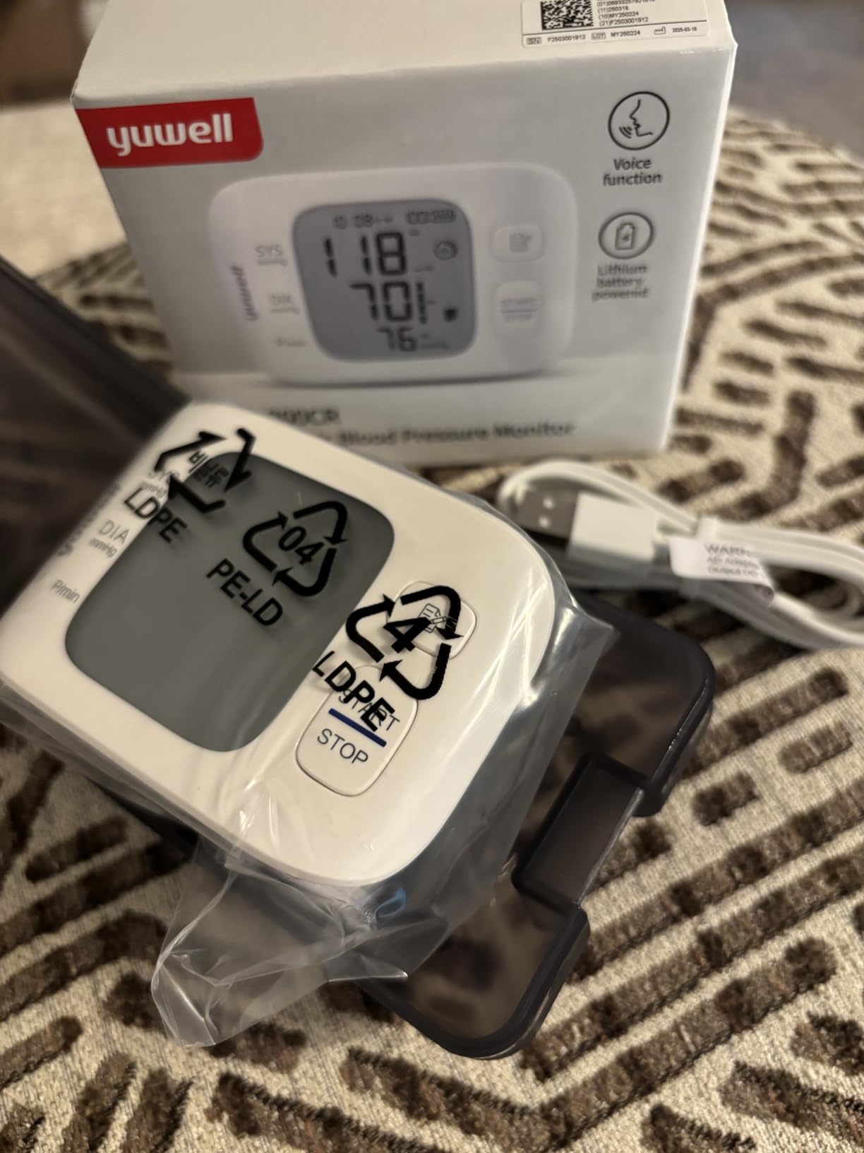 yuwell Wrist Blood Pressure Monitor | Clinical Accuracy, BP Machine for Home Use | Ultra Light Weight, Smart Inflation Blood Pressure Cuff, Large Display, 74 Readings, Rechargeable customer photo 2