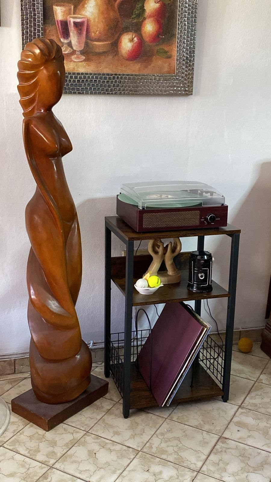 LELELINKY 3 Tier End Table, Record Player Stand with Storage Up to 100 Albums, Turntable Stand for Vinyl, Brown Records Shelf for Living Room Bedroom customer photo 1