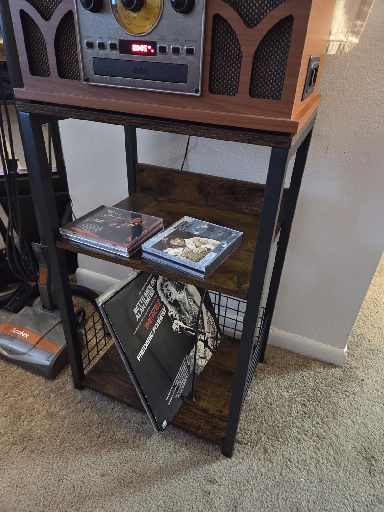 LELELINKY 3 Tier End Table, Record Player Stand with Storage Up to 100 Albums, Turntable Stand for Vinyl, Brown Records Shelf for Living Room Bedroom customer photo 2