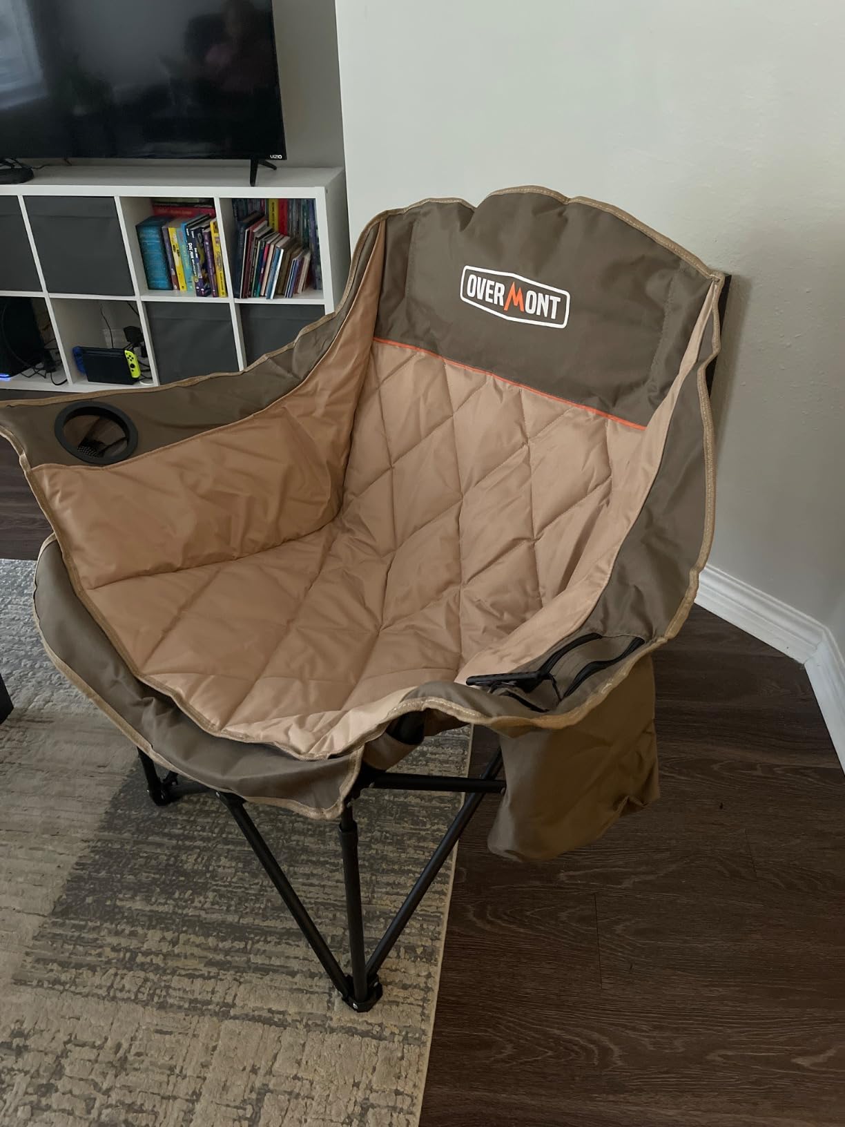 Overmont Oversized Folding Camping Chair - 450lbs Support with Padded Cushion Cooler Pockets - Heavy Duty Collapsible Chairs for Sports Garden Beach Fishing customer photo 2