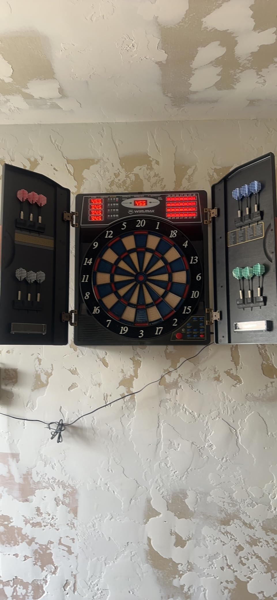 WIN.MAX Electronic Dart Board Cabinet Set, LED Electric Digital Dart Boards for Adults with Cabinet, Includes 12 Soft Tip Darts customer photo 1