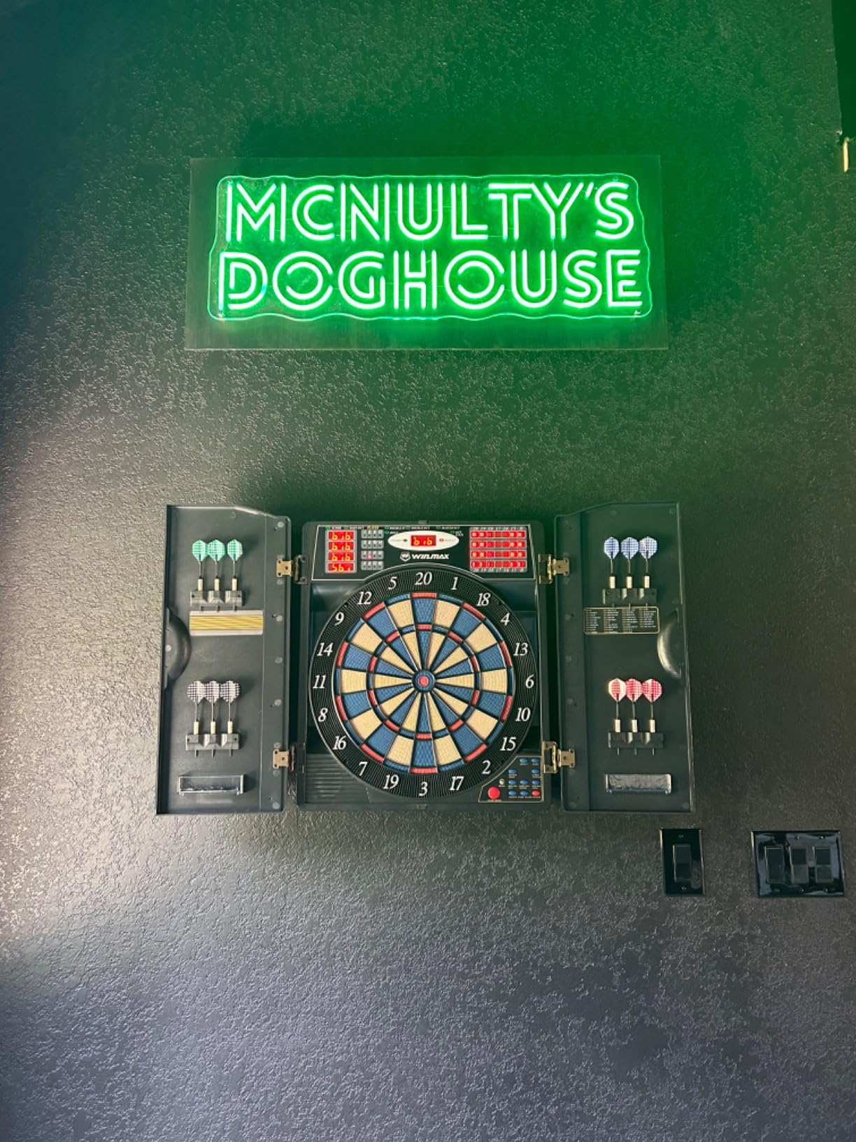 WIN.MAX Electronic Dart Board Cabinet Set, LED Electric Digital Dart Boards for Adults with Cabinet, Includes 12 Soft Tip Darts customer photo 2