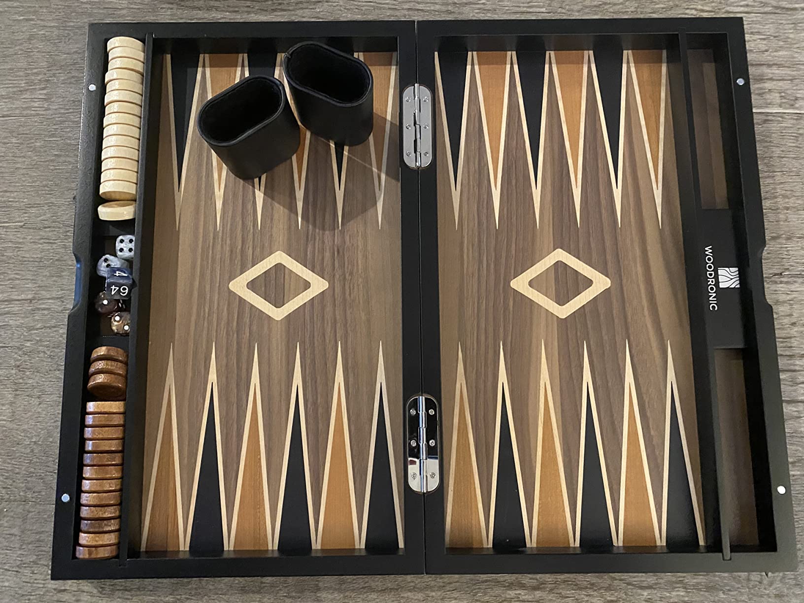 Wooden Backgammon Set for Adults - 19 Inch Classic Board Game Case - Premium Folding Backgammon Set with Wooden Playing Pieces, Dices - Large Wood Inlaid Travel Backgammon Game Set for 2 Players customer photo 1