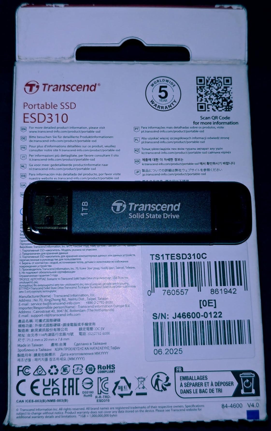 Transcend ESD310 256GB External SSD, Up to 1,050MB/s, Dual USB Flash Drive for iPhone/iPad/Mac/Windows, Android/Tablet/PC, USB 3.2 Gen 2 Thumb Drive Photo Stick, 2-in-1 Type C & Type A Memory Stick customer photo 1