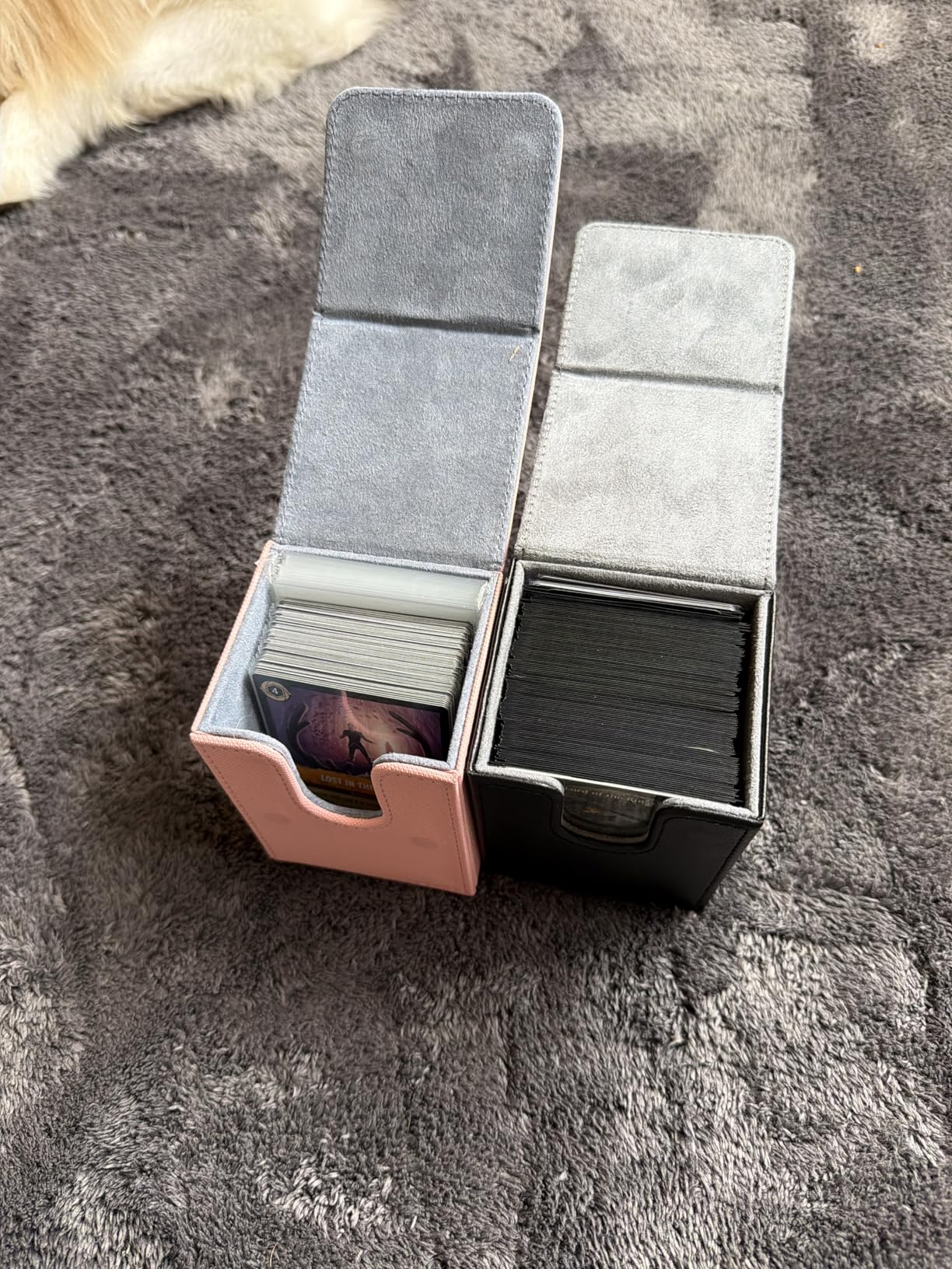 Arkeiliy Card Deck Box, 110+ Storage MTG Deck Box with 50 Pcs Card Sleeve, Collectible Trading Card Cases for Magic Commander and More (Black) customer photo 1