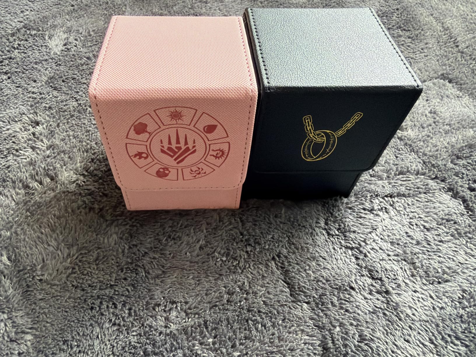 Arkeiliy Card Deck Box, 110+ Storage MTG Deck Box with 50 Pcs Card Sleeve, Collectible Trading Card Cases for Magic Commander and More (Black) customer photo 2