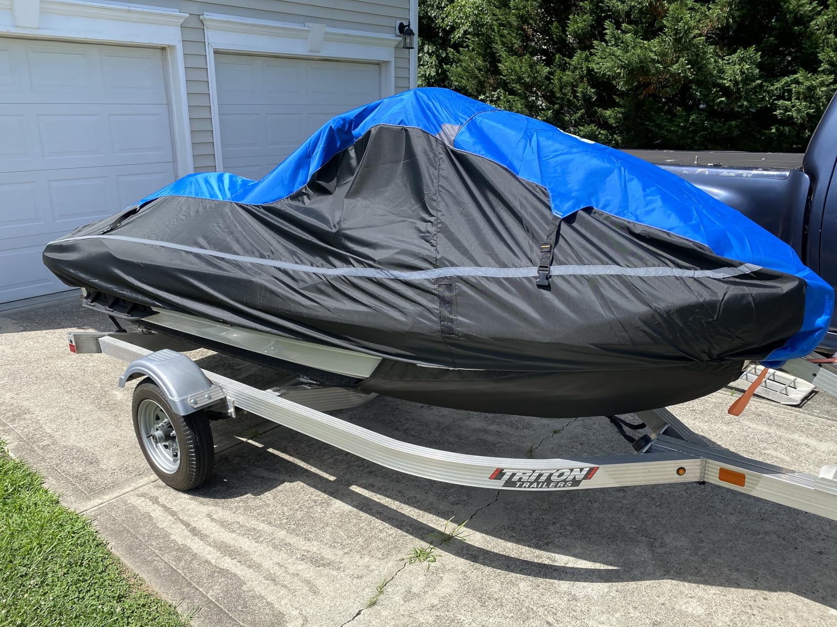 LIBZAKI Jet Ski Cover PWC Cover 2-3 Seats Heavy Duty Waterproof 600D UV Resistant Fits for Yamaha Sea-Doo Kawasaki up to 136