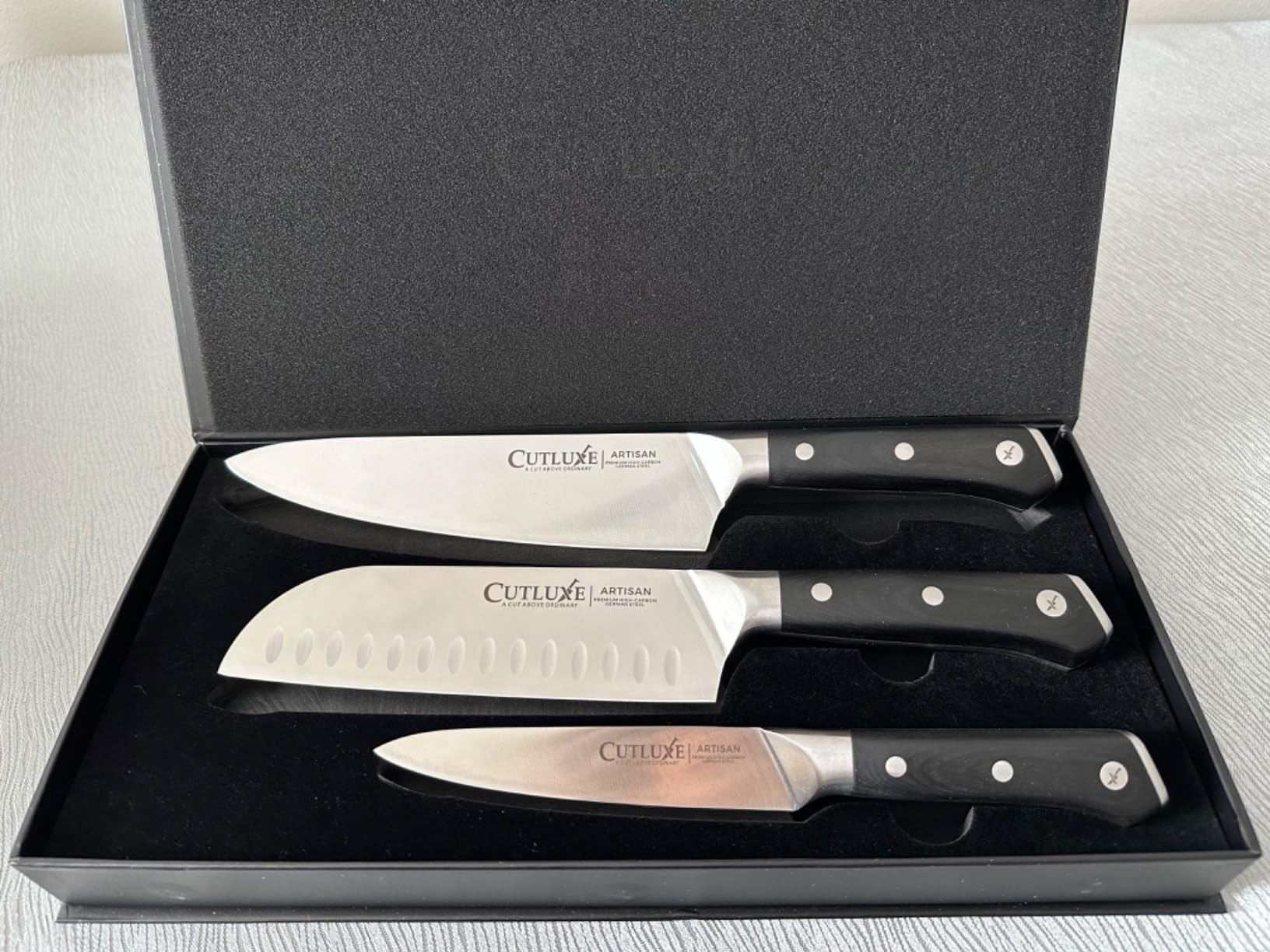 Cutluxe Chef Knife Set, 3 PCS Professional Chef's Knife Set - Razor Sharp German Steel, Full Tang, Ergonomic Handles - Artisan Series customer photo 2