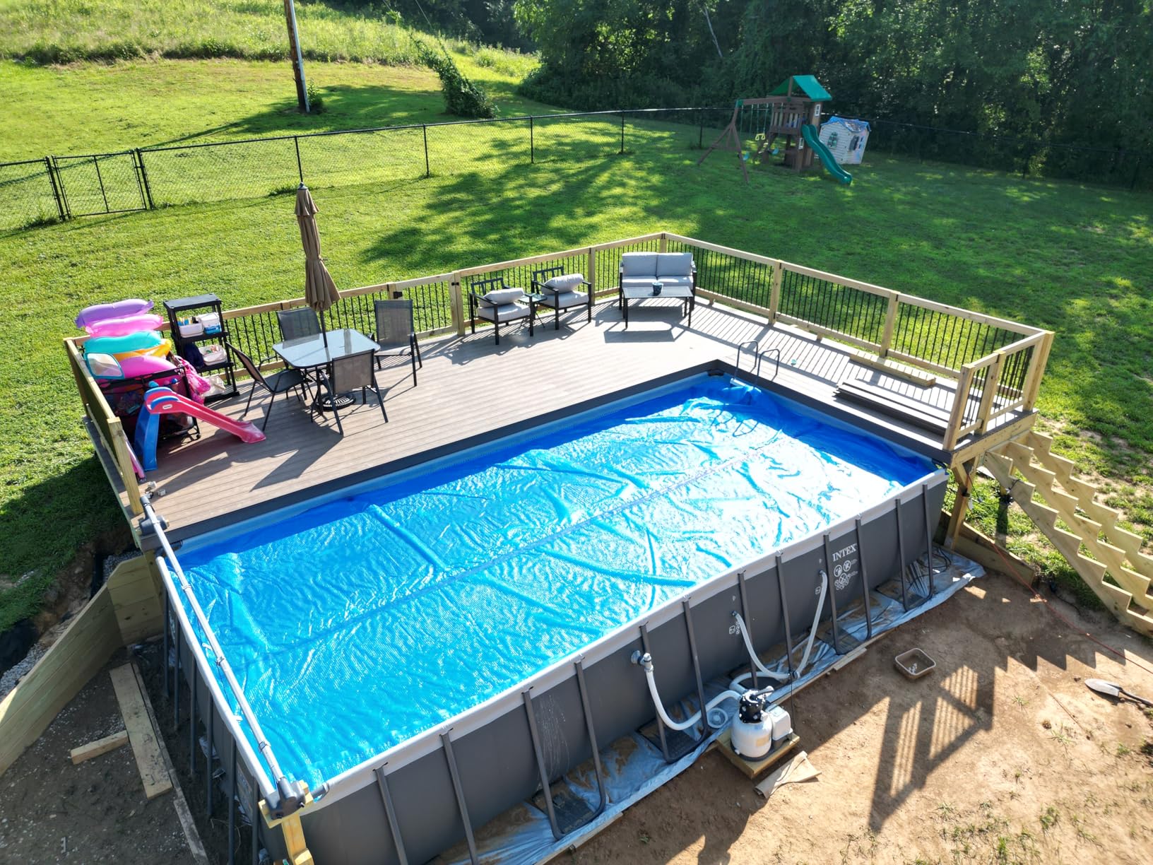 In The Swim 16' x 32' Premium Blue Rectangle Solar Pool Cover 12 Mil for Solar Heating Above Ground Pools and Inground Pools customer photo 2