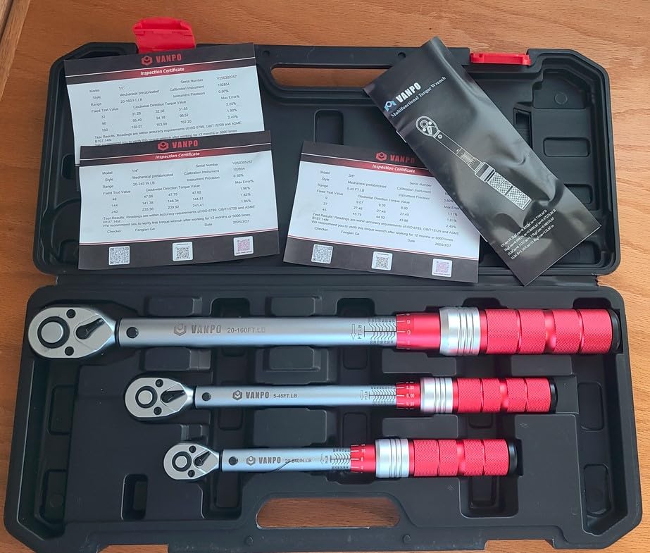 VANPO 3-Piece Click Torque Wrench Set 1/4