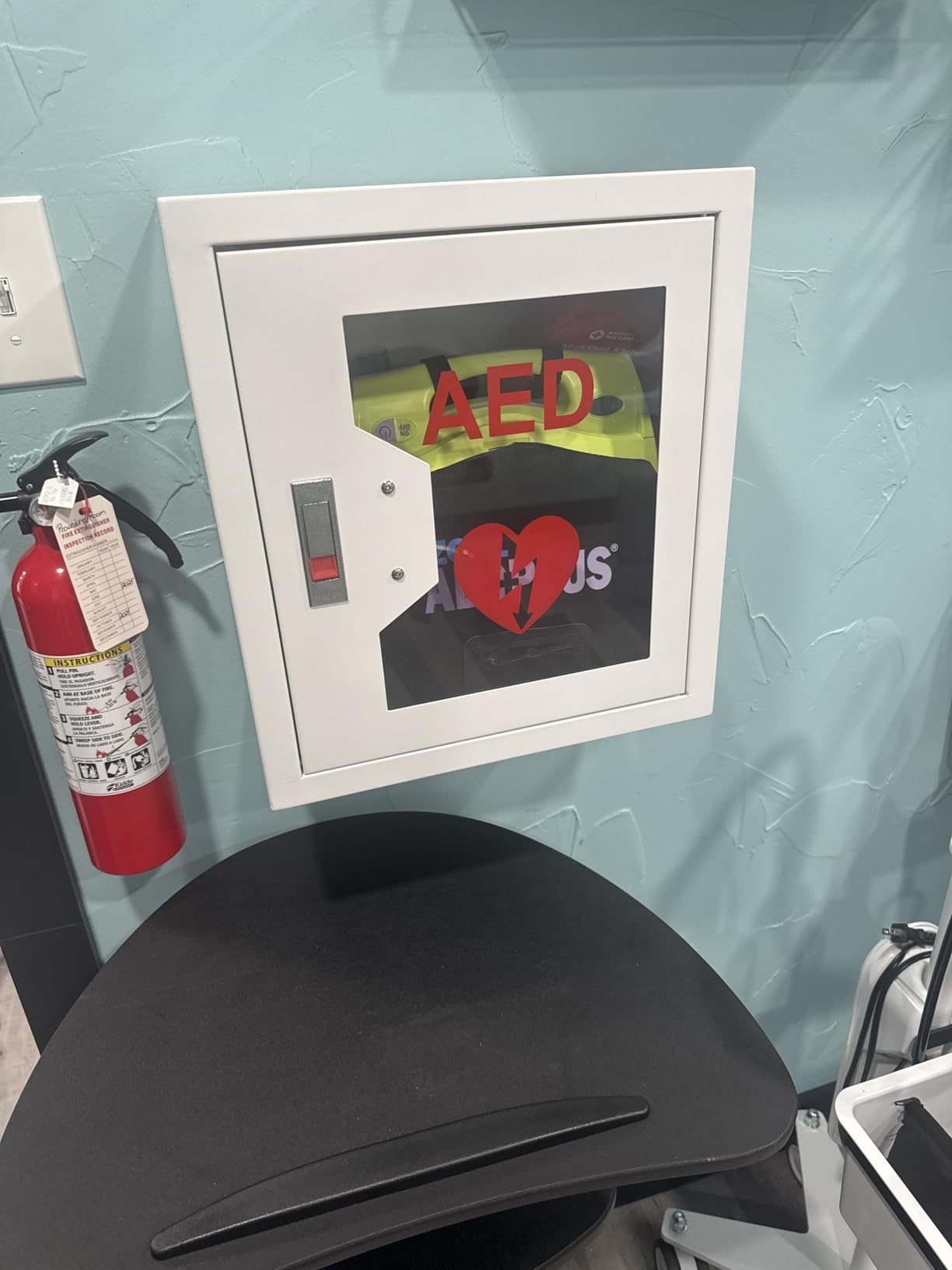 AED Cabinet Wall Mount: Steel Defibrillator Storage Case with Snap Lock and Universal AED Compatibility - for Home/Hospitals/Schools (14.2