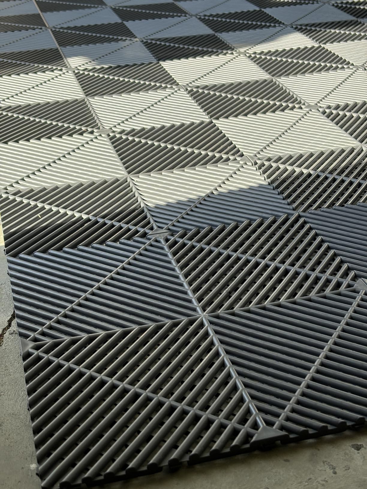 Barydat 72 Pcs 12'' x 12'' Garage Floor Tiles, Interlocking Drainage Flooring, Heavy Duty Non Slip Polypropylene, Easy Install for Garage Deck, Pool, Patio, Shower (Black) customer photo 2