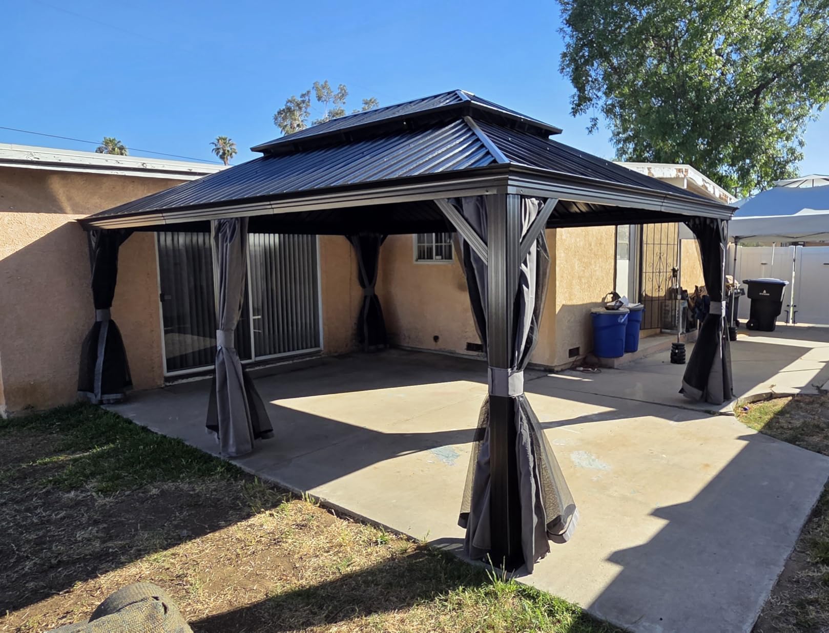 Aoxun 12' X 16' Hardtop Gazebo with Drainage System, Aluminum Outdoor Gazebo with Galvanized Steel Double Roof, Patio Permanent Metal Pavilion with Netting, for Garden, Deckyard, Grey customer photo 1