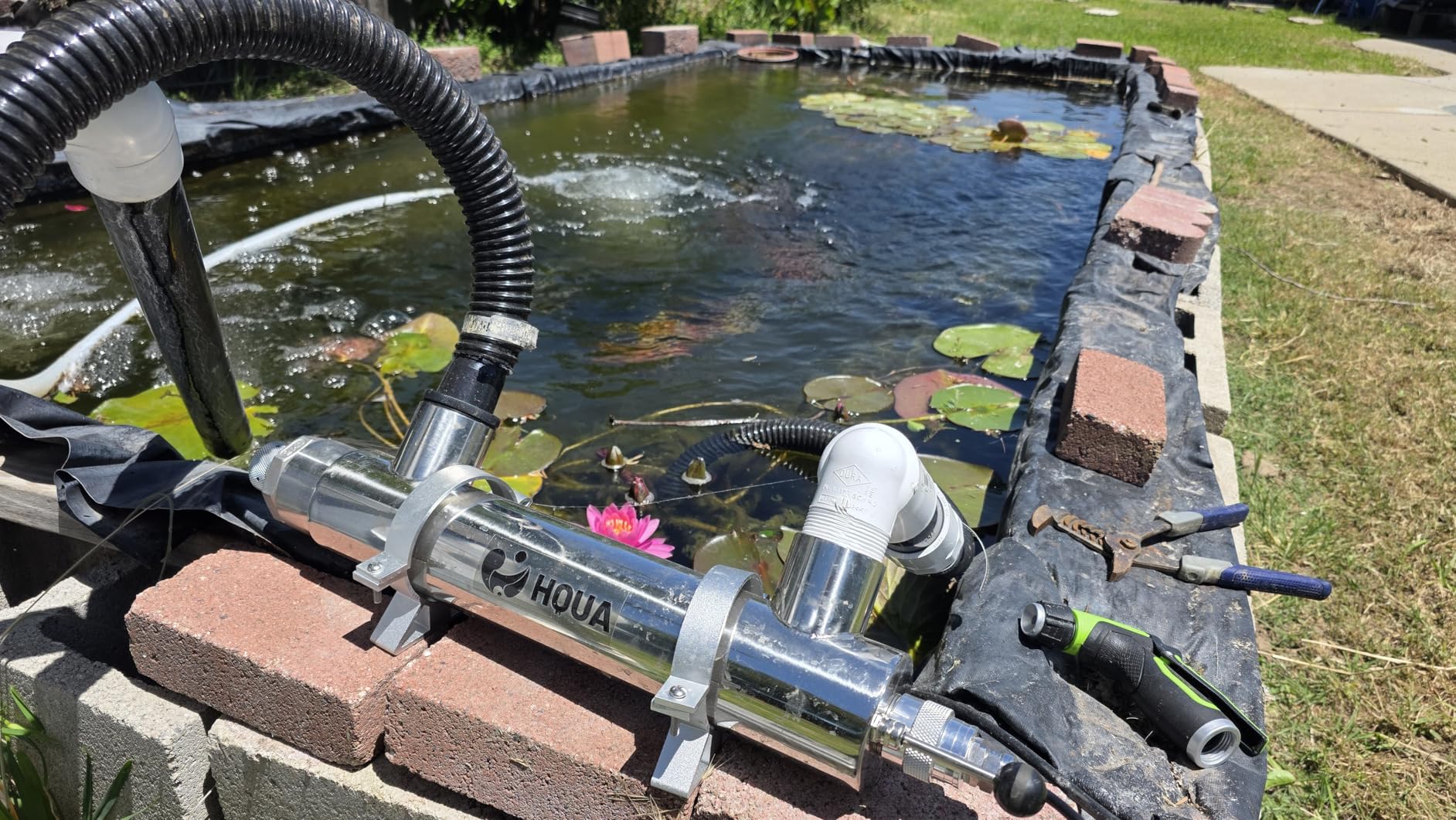 PWS-55 55W Pond Pool UV Purifier Clarifier, Weatherproof IP67, Stainless Steel UV Reactor, Pond Size Up to 8000 Gallons, Max Flow Rate 2700 GPH customer photo 1