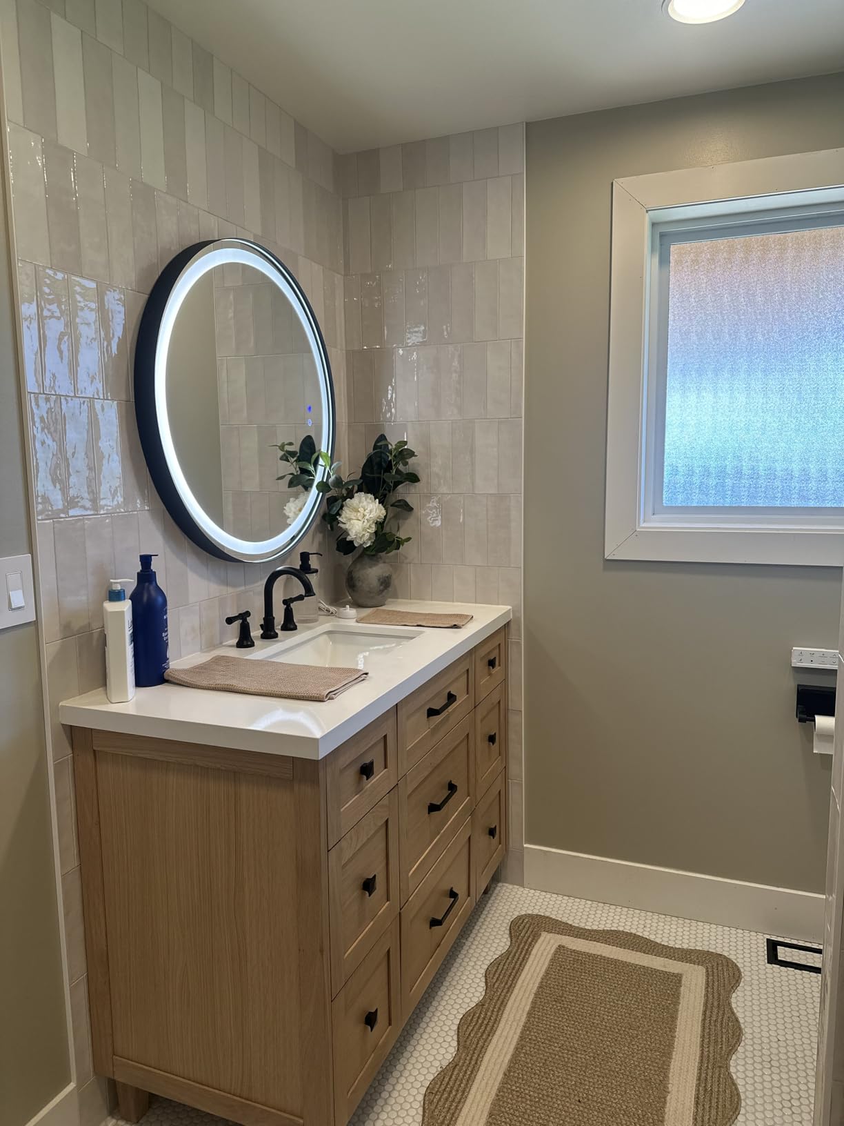 S·BAGNO 32'' Round Led Bathroom Mirror with Lights, Backlit and Front Lighted, Wall-Mounted Vanity Mirror 3000K/4000K/6500K, Inside Bluetooth Speaker Anti-Fog Dimmable Smart Mirror customer photo 2