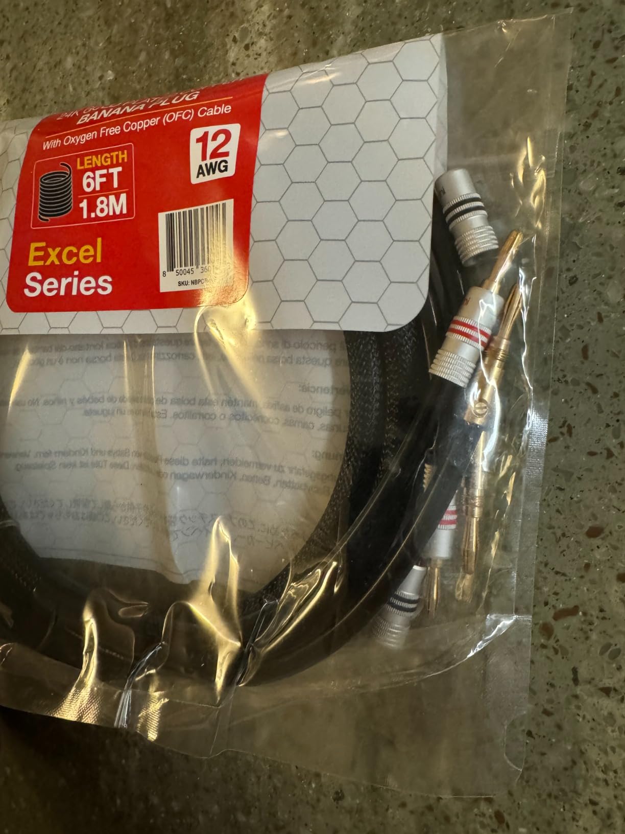 Nakamichi Excel Series 24k Gold Plated Banana Plugs with Speaker Cable Wire 99.9% Oxygen-Free Copper (OFC) Heavy Duty Braided for Amplifier Hi-Fi Home Theatre - Black (12 AWG / 6 feet / 1.8m) customer photo 1