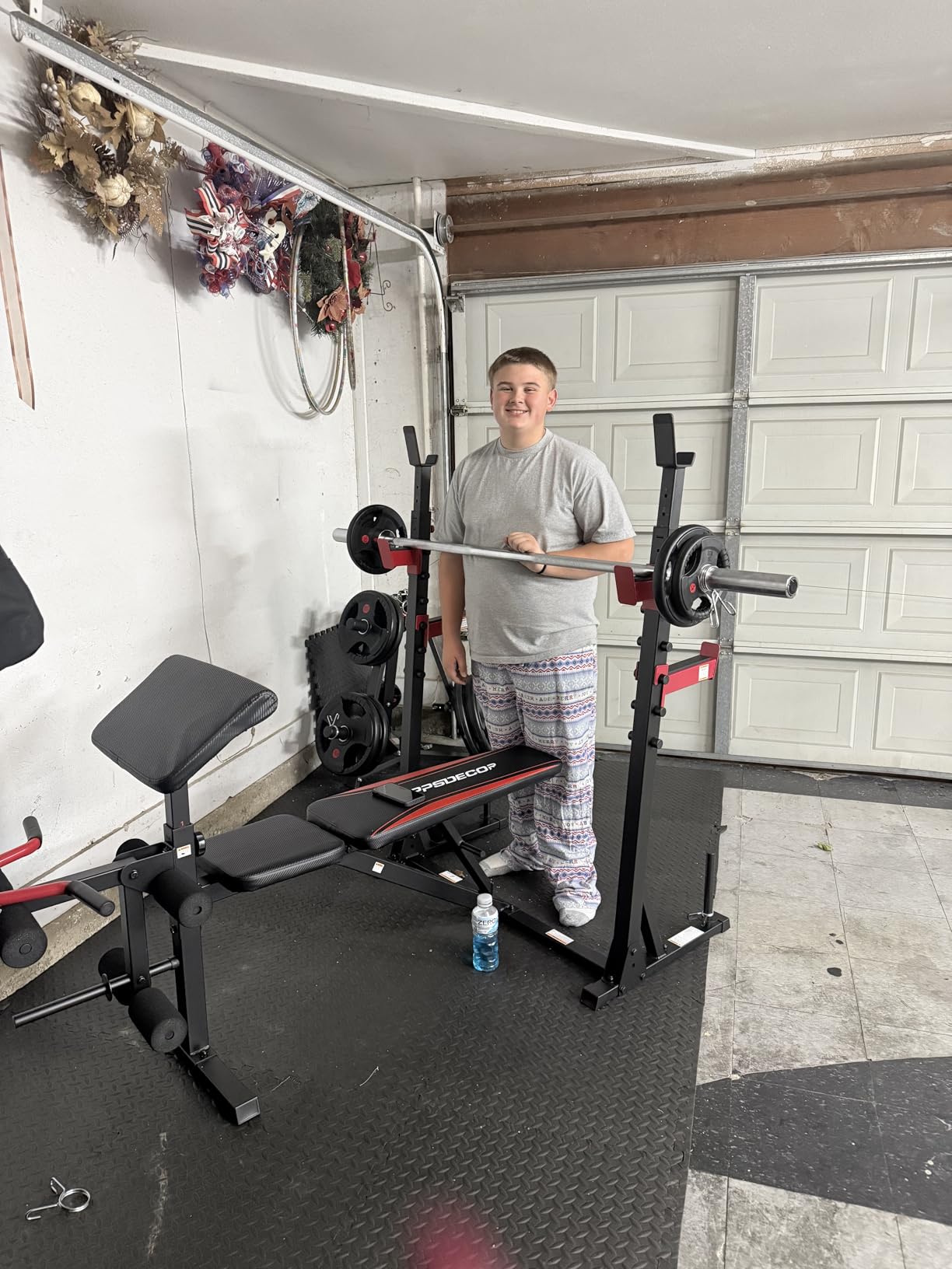 OPPSDECOR 900LBS Weight Bench Set with Squat Rack Preacher Curl Weight Bench with Leg Extension Bench Press Set Workout Bench for Home Gym Full Body Workout customer photo 1