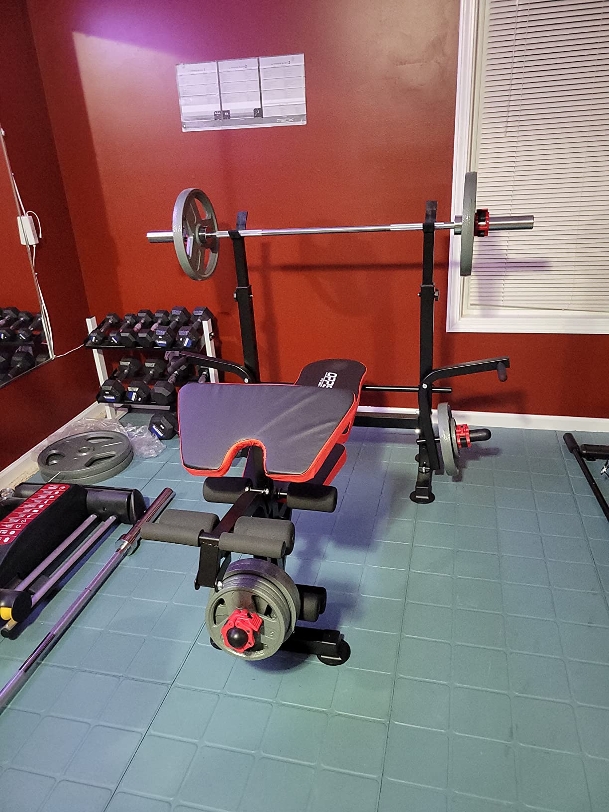 OPPSDECOR 900LBS Weight Bench Set with Squat Rack Preacher Curl Weight Bench with Leg Extension Bench Press Set Workout Bench for Home Gym Full Body Workout customer photo 2