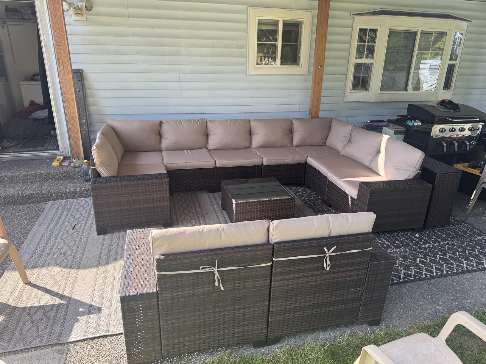Kullavik 6PCS Outdoor Patio Furniture Set PE Wicker Rattan Sectional Sofa Patio Conversation Sets customer photo 1